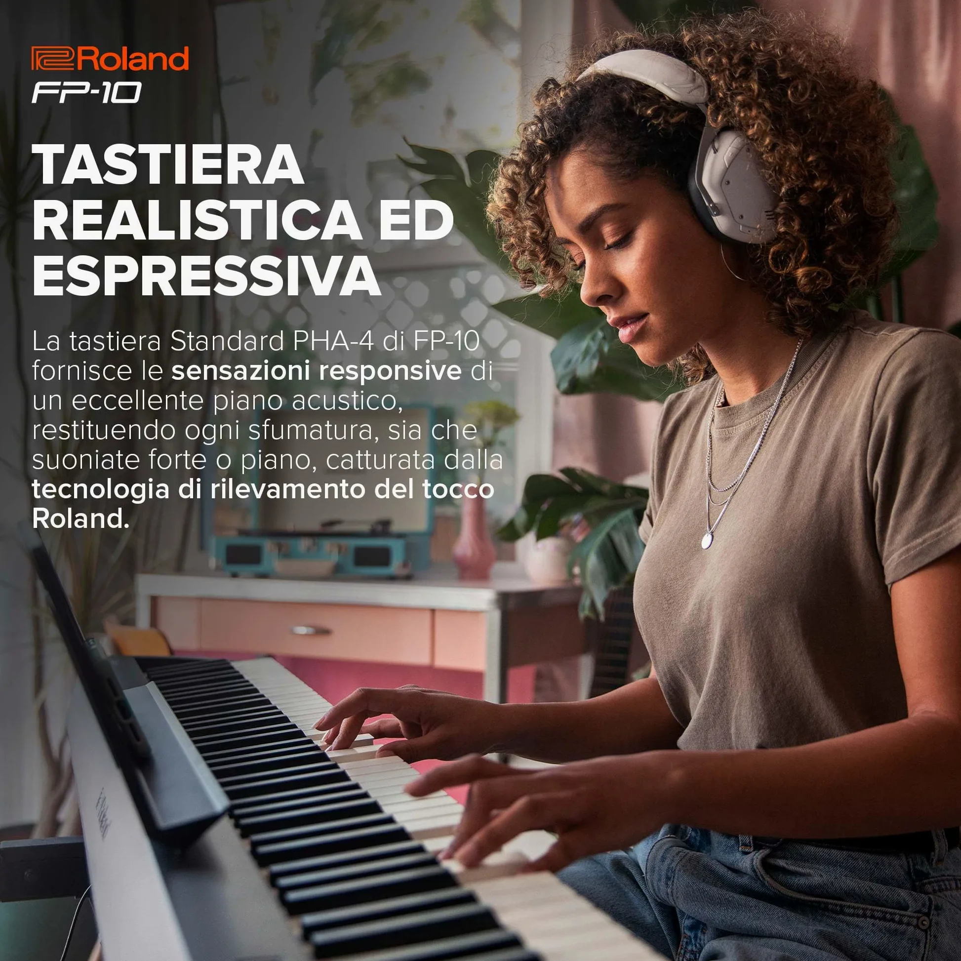 Roland FP-10 – Piano Digitale Compatto a 88-Note con Suoni di Piano SuperNATURAL e Tastiera dall'Autentica Risposta Acustica | Semplice da Usare | Ideale per l'Utilizzo in Casa