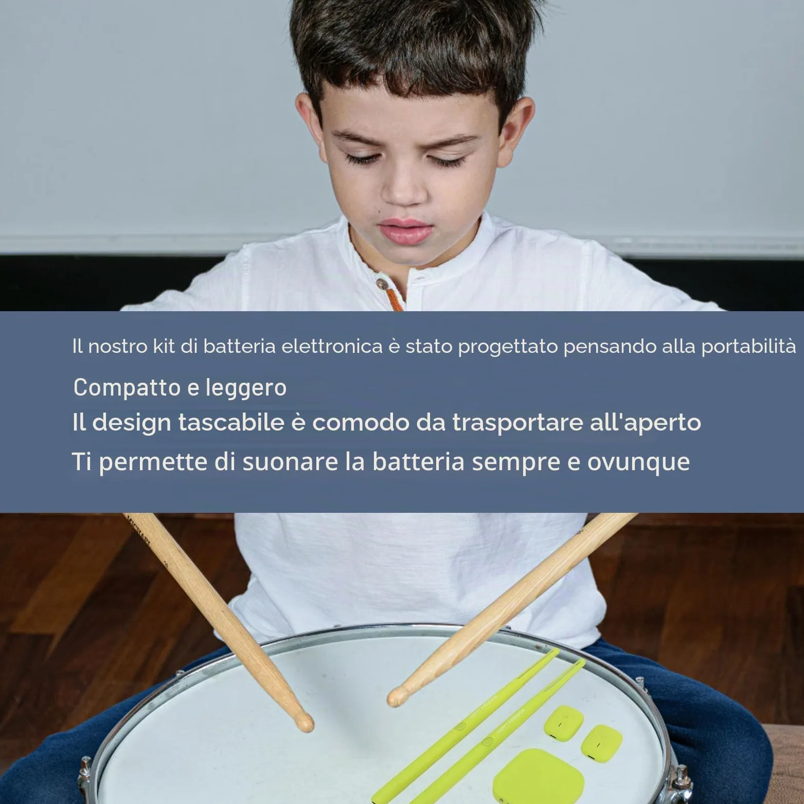 Bacchette per Batteria Ad Aria, Set per Batteria Elettrica Portatile Kit per Batteria per realtà Virtuale con Bacchette, Pedali, Set per Batteria Elettronica Pratica per Bambini