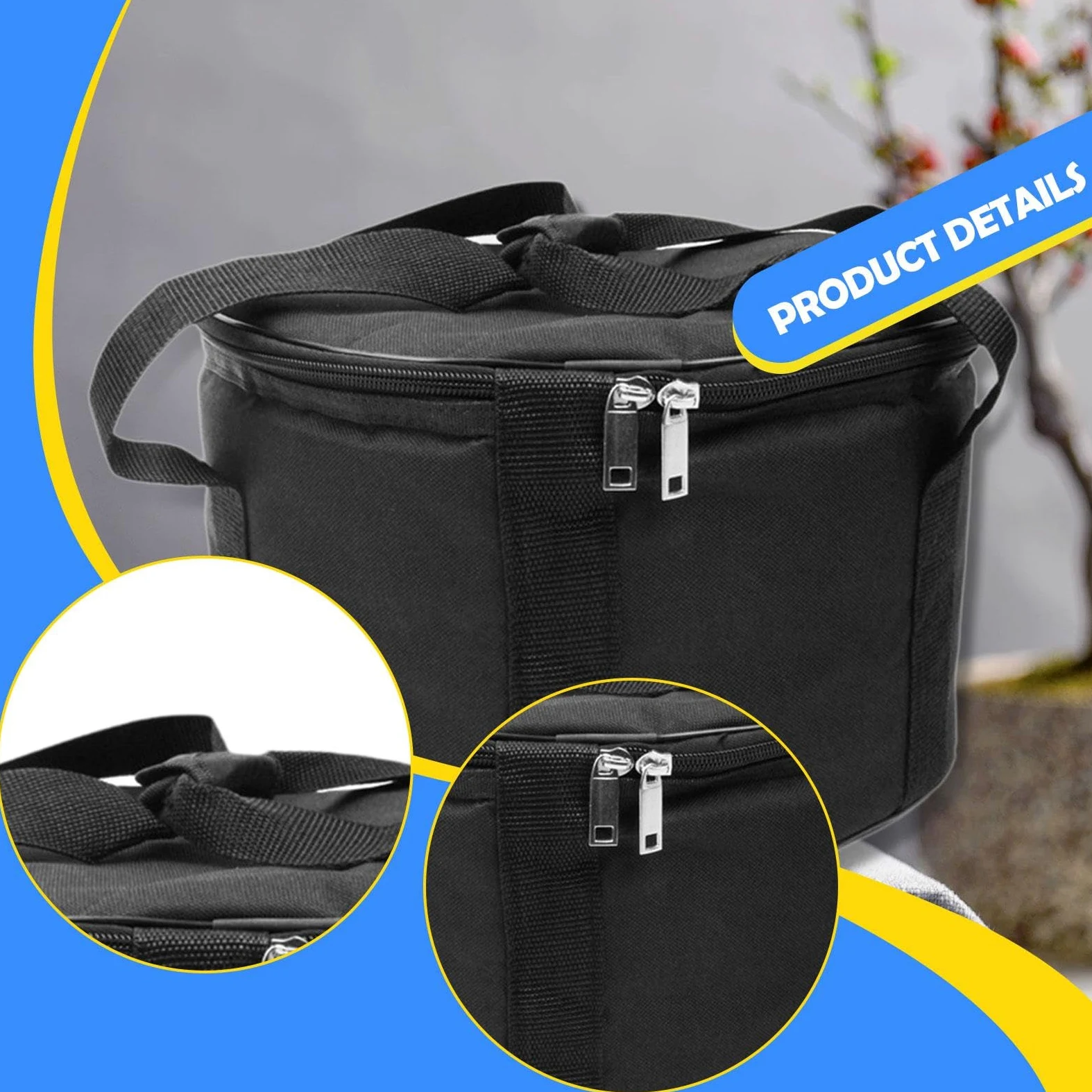 Borsa per Trasporto Di Campane Tibetane Con Maniglia per Viaggi E Campeggio, Custodia a Percussione Strumenti in Tessuto Oxford, Con Una Tasca Dedicata per Riporre Il Mazzuolo, 12inch