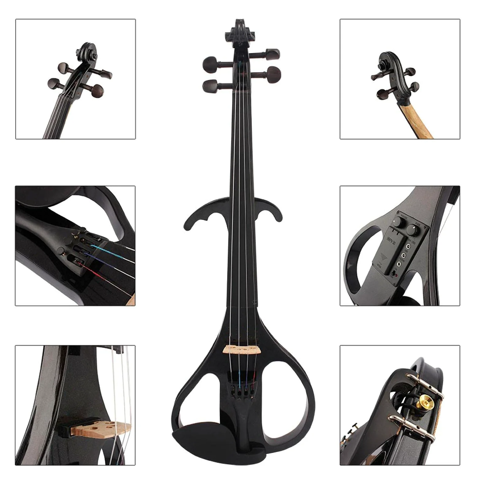 Violino elettronico E Violino elettrico 4/4 Tastiera in legno d'acero Tastiera in ebano Strumenti musicali con arco in legno di Brasile con custodia