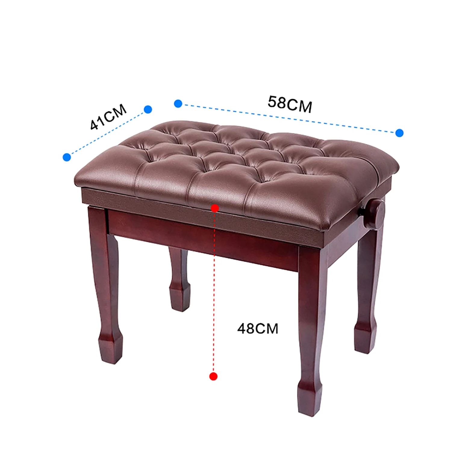 Sgabello regolabile per pianoforte, in legno massiccio e vera pelle, altezza regolabile per uso domestico e in studio, design elegante per musicisti