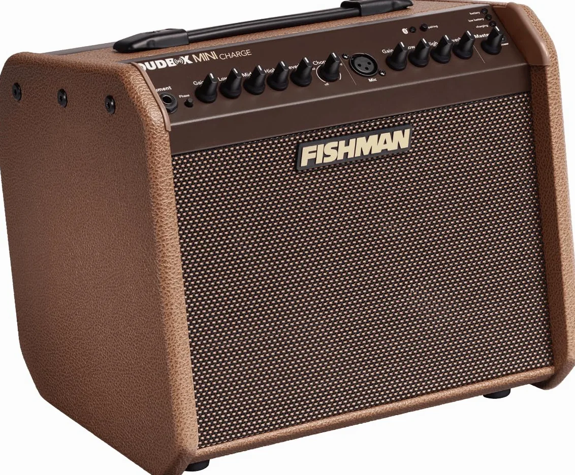 Fishman Loudbox Mini Charge da 60 W, Amplificatore per chitarra acustica Bluetooth a batteria, Marrone