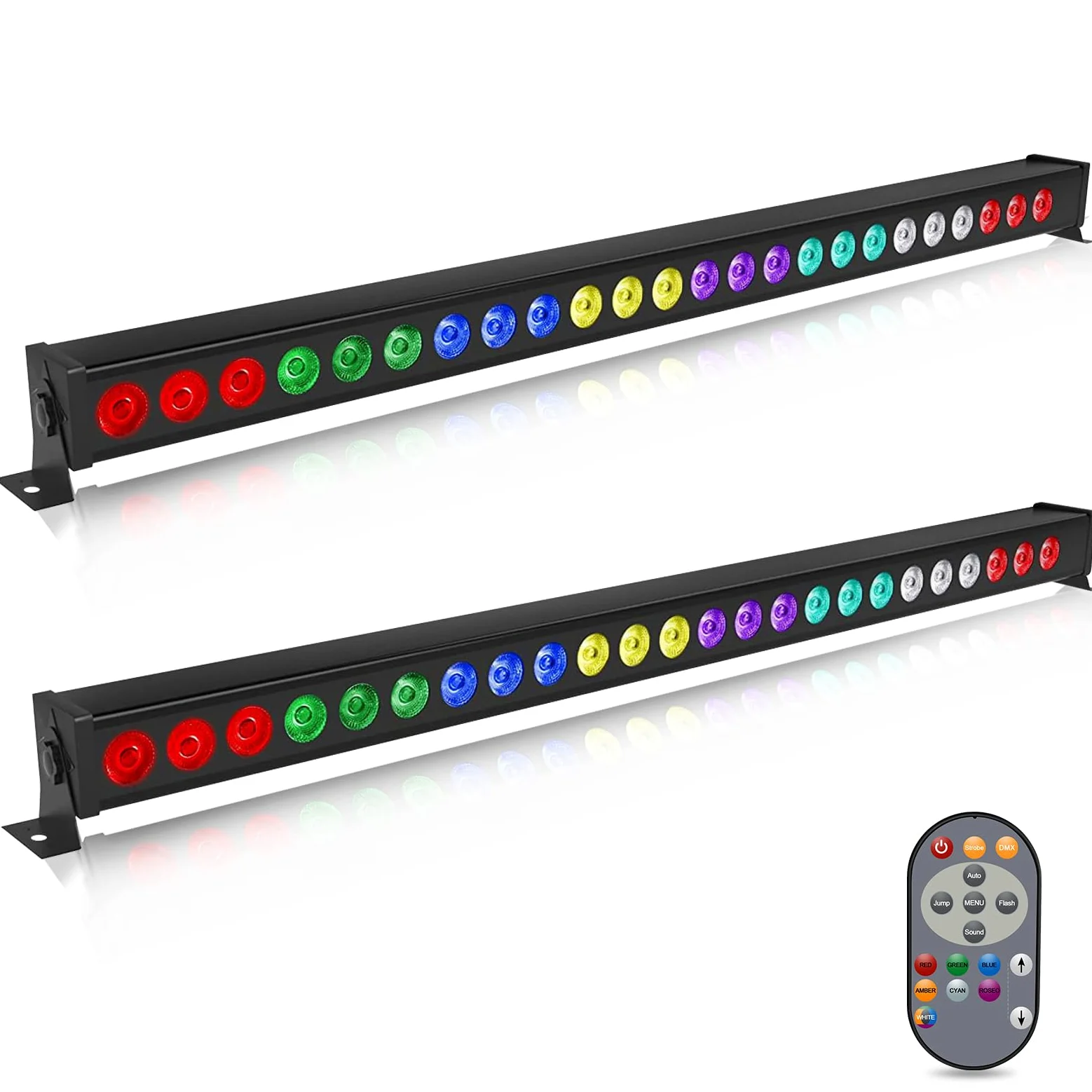 RGBW LED Wallwasher Barra Luminosa con Telecomando, 24 * 3W Luce da Palcoscenico Luci Discoteca, Strobo Faretto per DJ Feste Nozze Halloween Natale, 2 pezzo