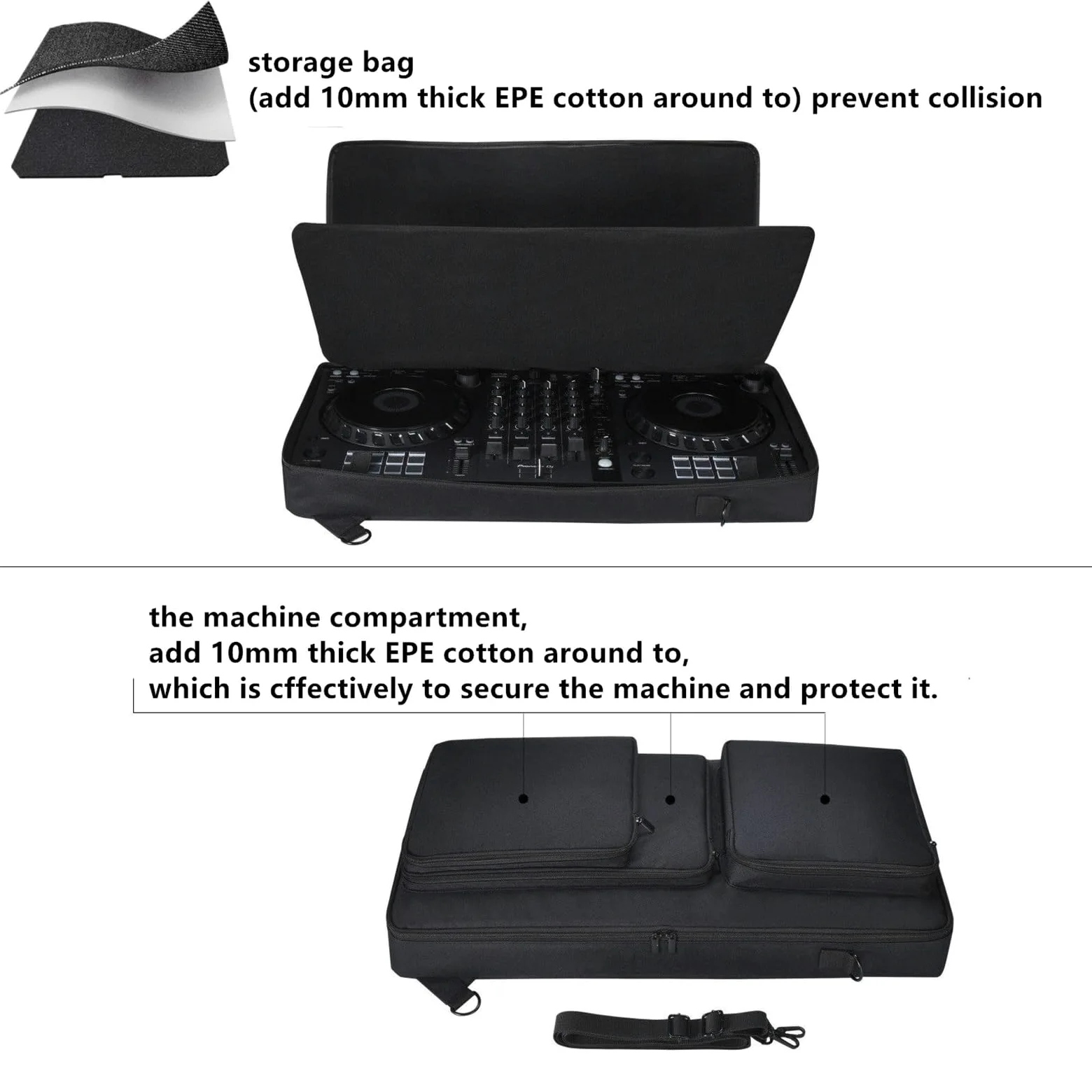Consolle per DJ Borsa Custodie per Pioneer DJ DDJ-FLX6/DDJ SX SX2 SX3,Custodia da Viaggio Portatile di Ricambio con Tracolla e Trasporto,Borse per Cuffie,Tablet,Cavo,Caricabatterie (Nero)