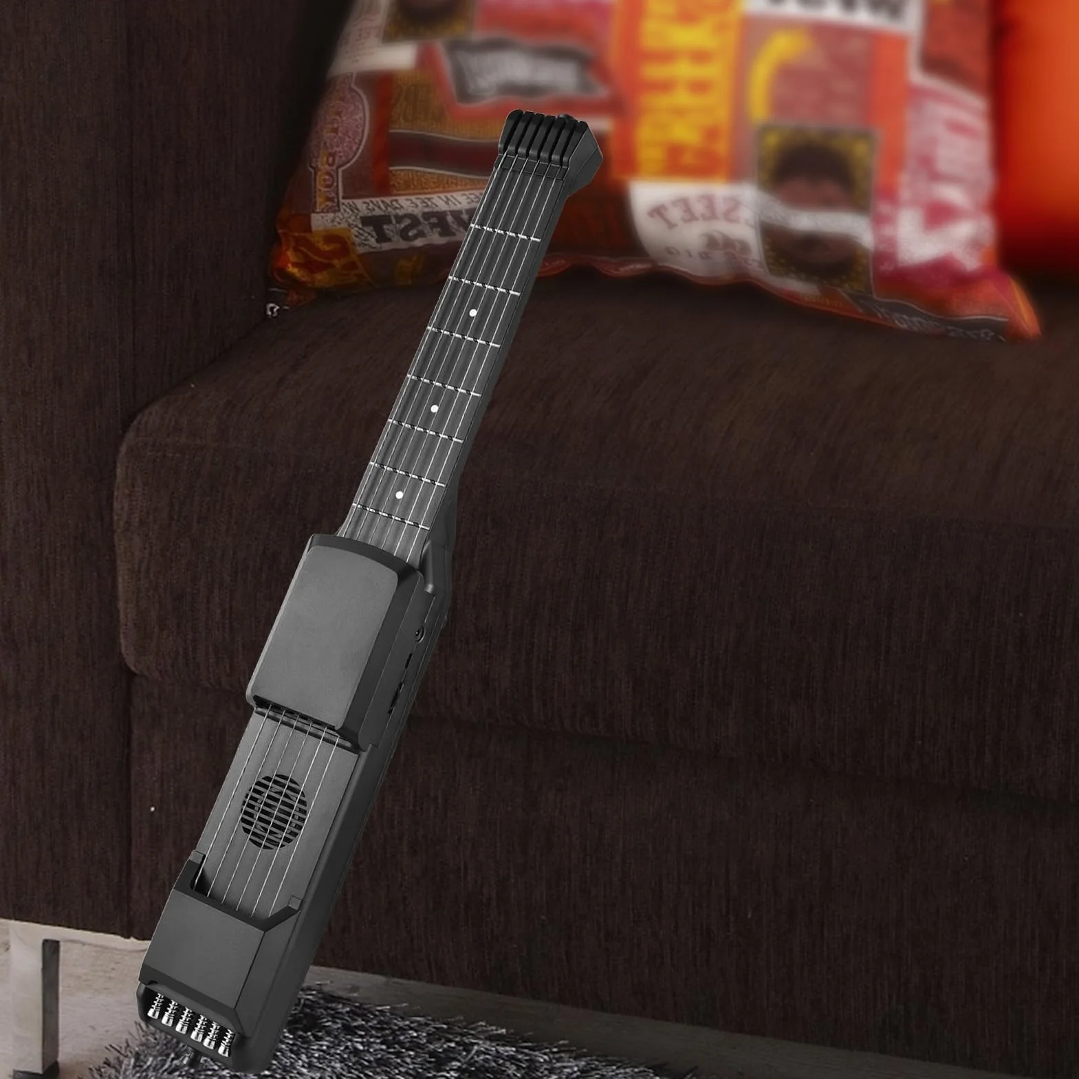 Chitarra Intelligente a 7 Tasti, Chitarra Elettrica da Viaggio Portatile con Sintonizzatore Digitale Metronomo Display LCD AI, per Principianti Pratica Professionale Performance