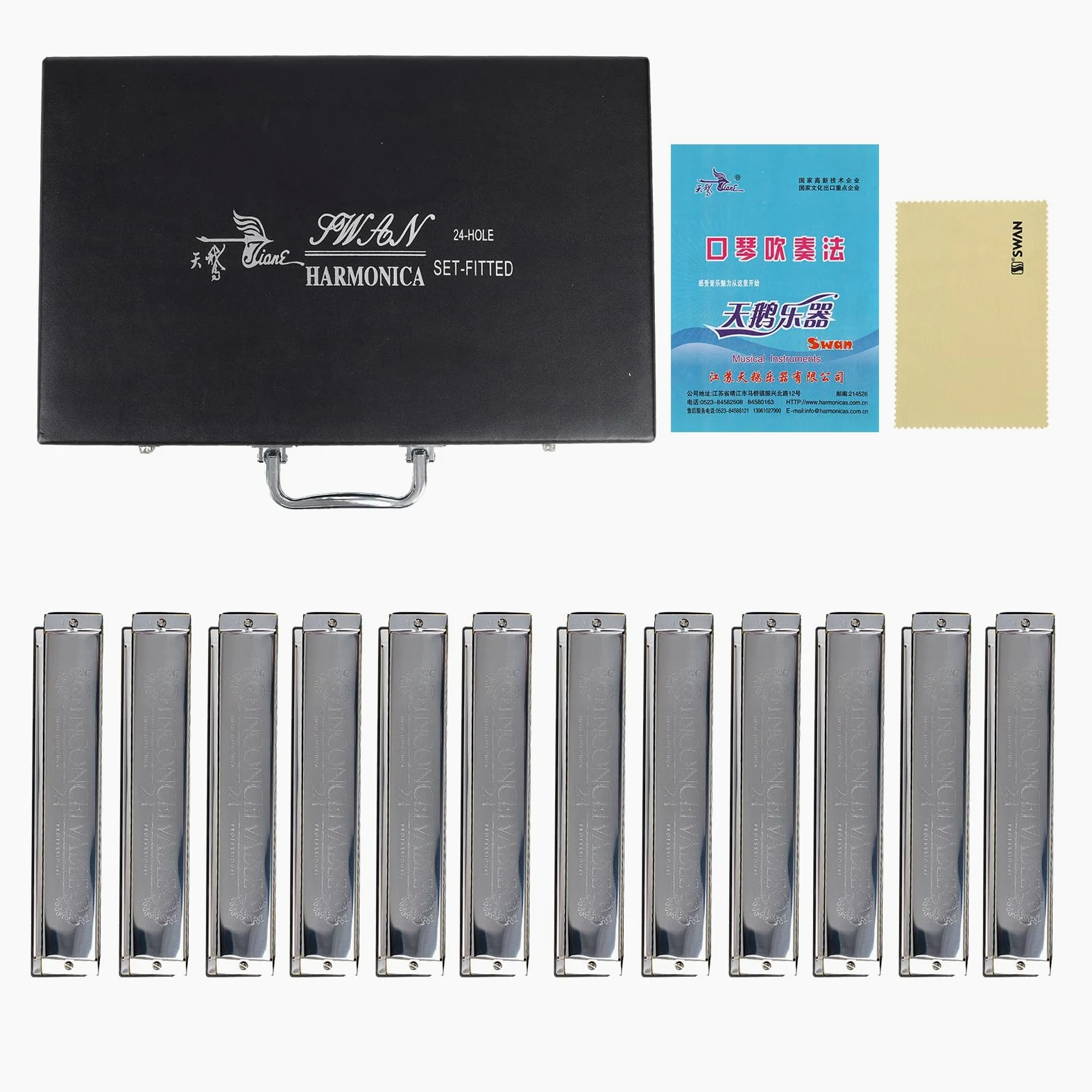 Set di armonica tremolo a 24 fori, 7 tasti, professionale polifonica a bocca, armonica a bocca, set da 12 tasti, con custodia, per adulti, professionisti e studenti, idea regalo per principianti