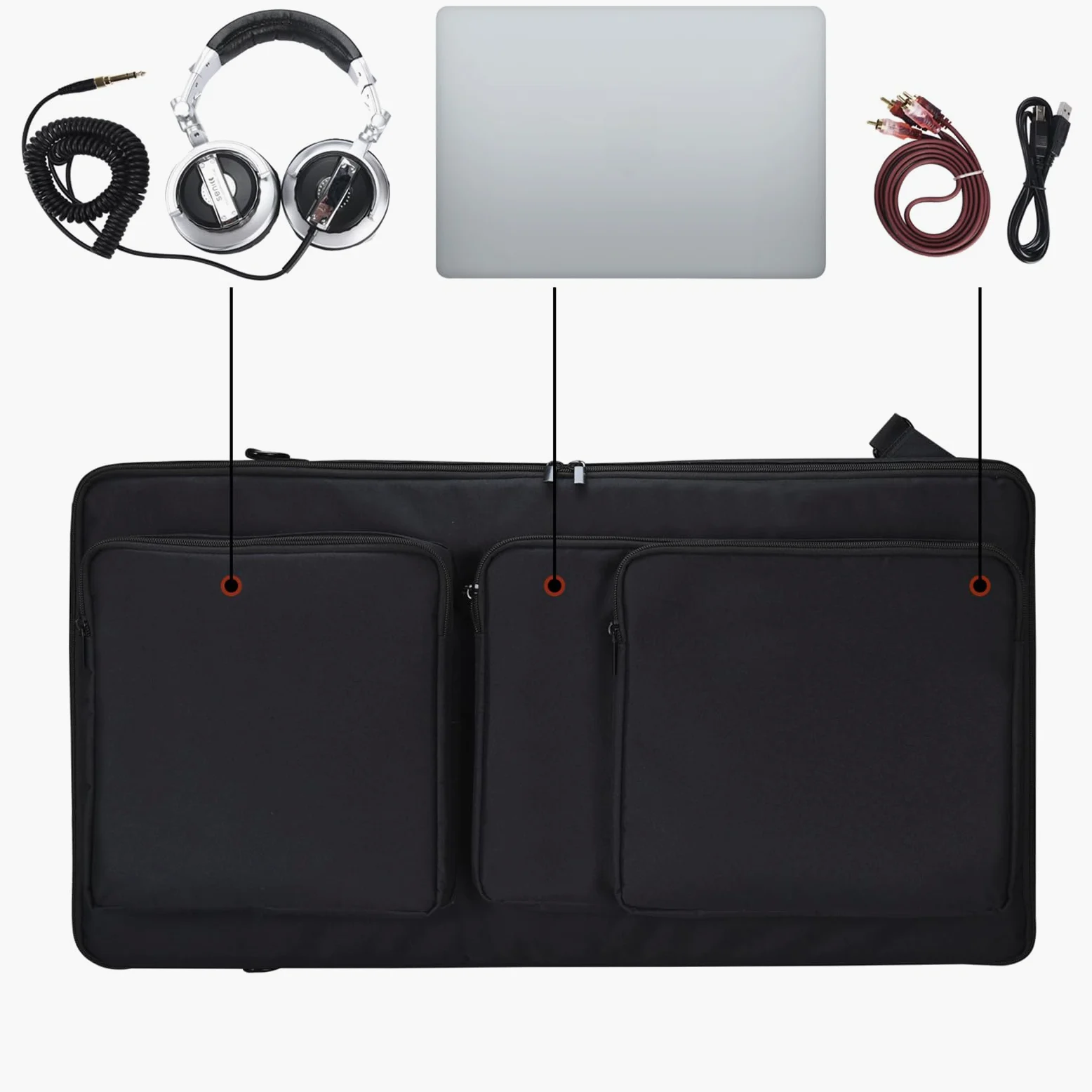 Consolle per DJ Borsa Custodie per Pioneer DJ DDJ-FLX6/DDJ SX SX2 SX3,Custodia da Viaggio Portatile di Ricambio con Tracolla e Trasporto,Borse per Cuffie,Tablet,Cavo,Caricabatterie (Nero)
