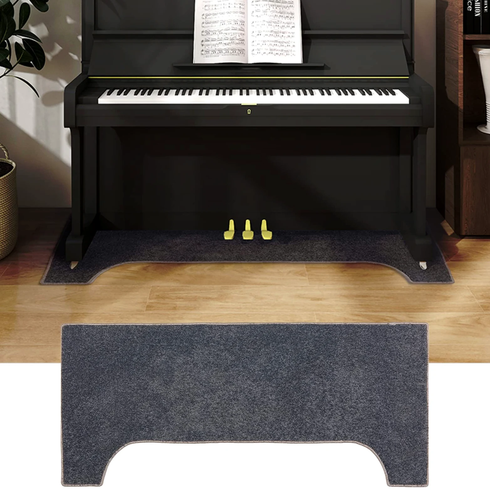 Tappeto per Pianoforte Verticale 160x70CM, Tappetino di Protezione del Pavimento, Insonorizzante Fonoassorbente Isolamento Acustico Antiurto Antiscivolo Antirumore Tappetino(Color:Grigio)