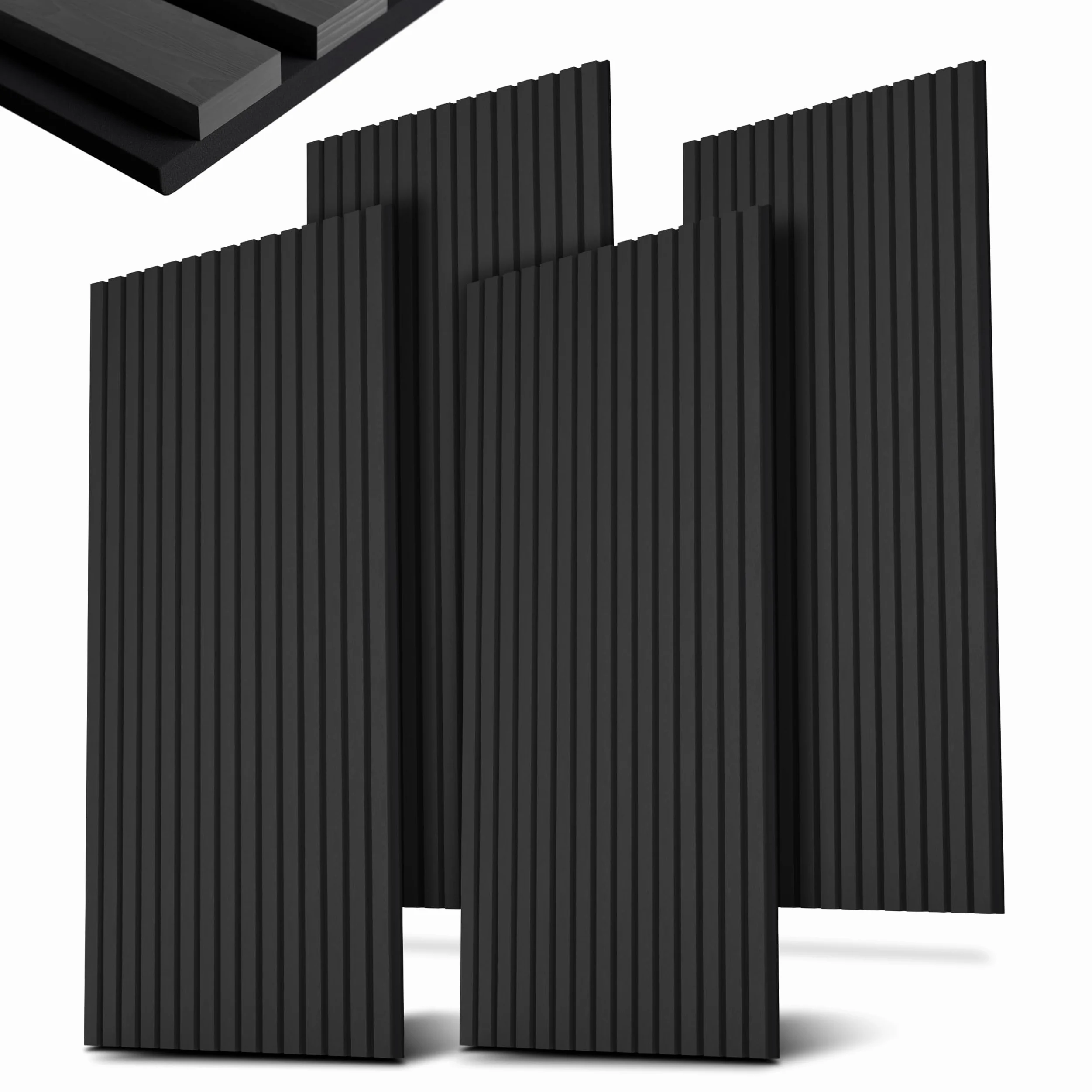 Juskys Pannelli acustici da Parete, Set da 4, 120x60 cm, 2,88 m², riduce eco e rumore - Grigio scuro
