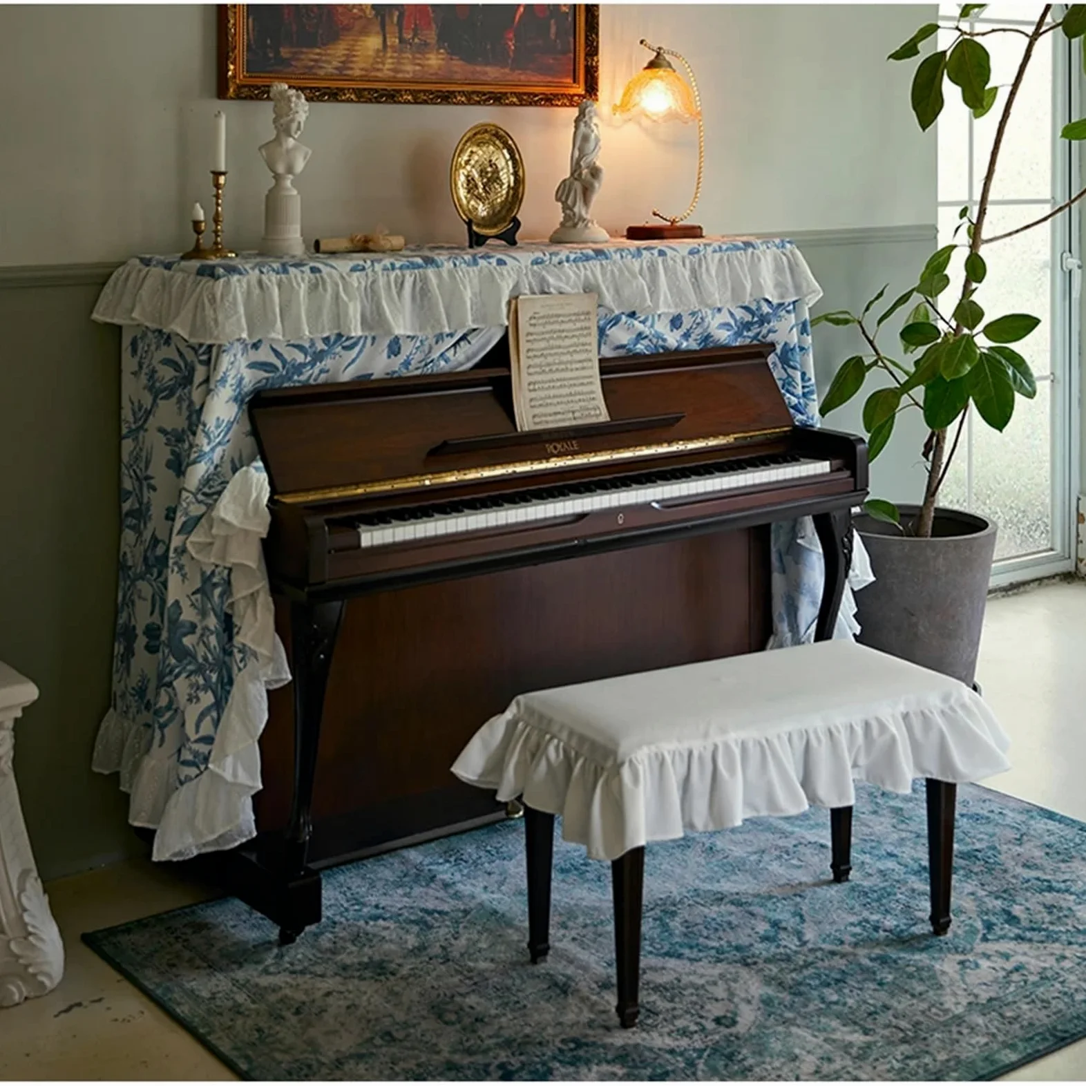 Copertura Per Pianoforte Copertura for pianoforte, mezza copertura leggera, lusso retrò, for elettronico di alta qualità(154x34x120cm)