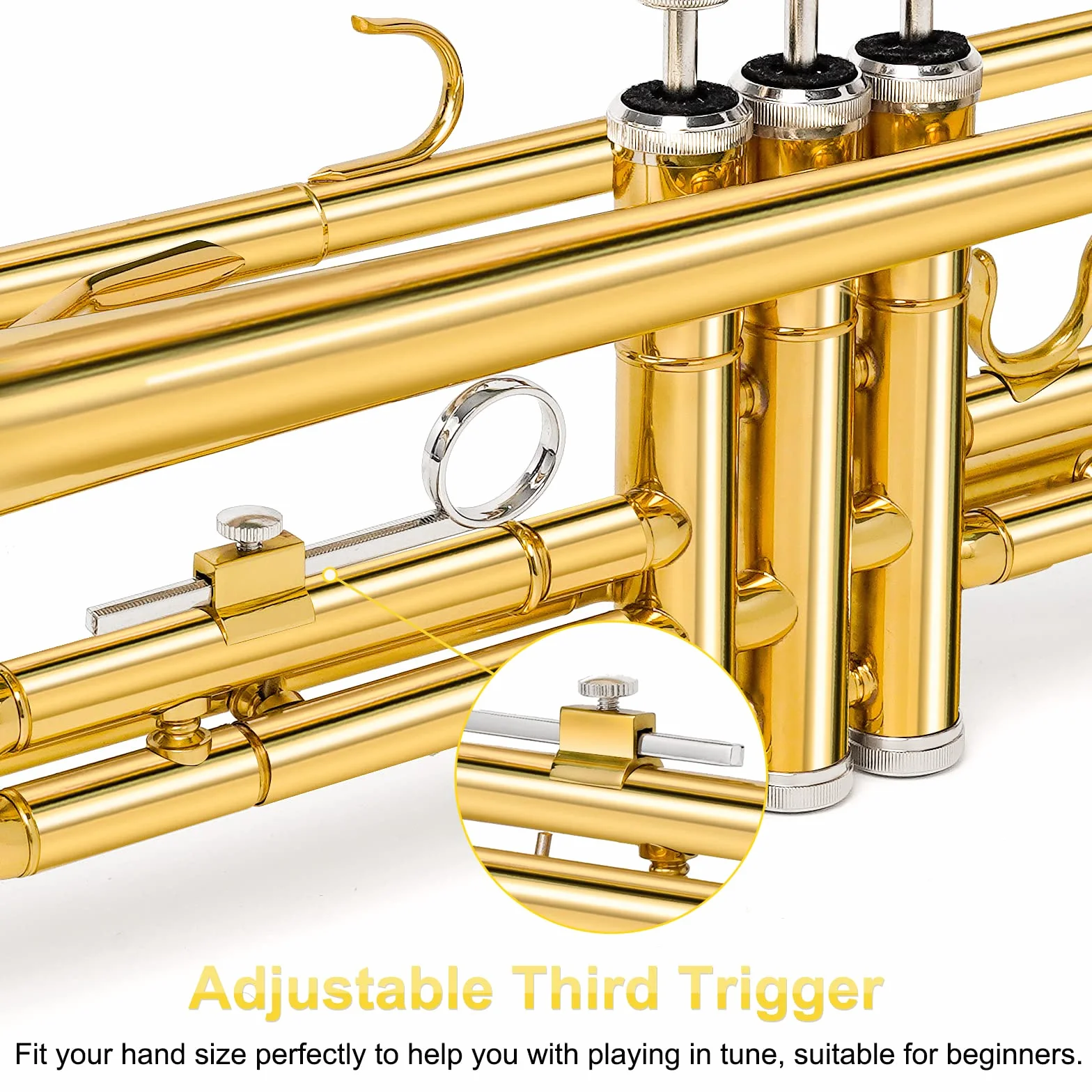 Vangoa Tromba in Sib Tromba standard in ottone dorato per studenti principianti con custodia rigida, supporto, bocchino 7C, guanti e kit di pulizia