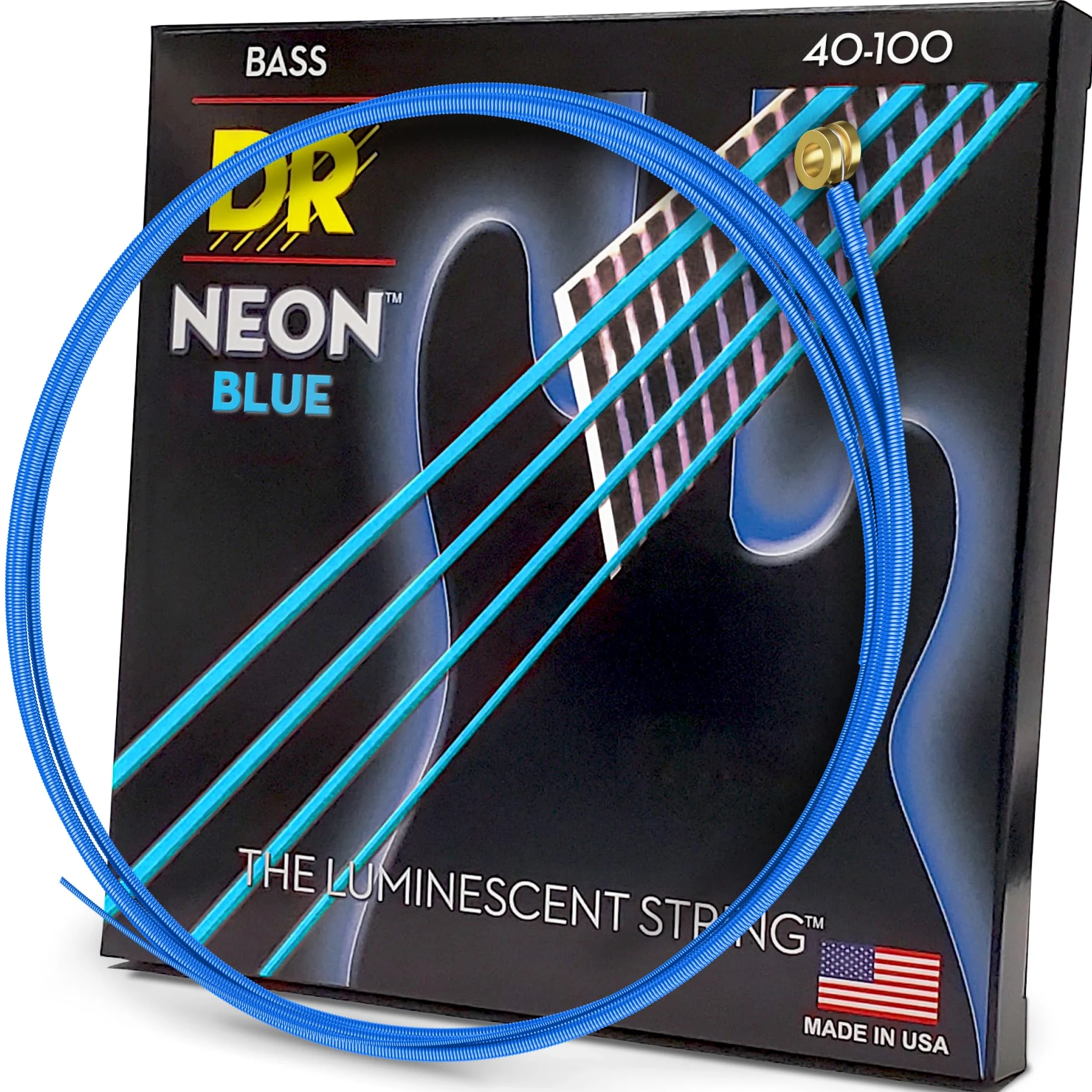 DR String NBB-40 Neon Blue Set di corde per basso