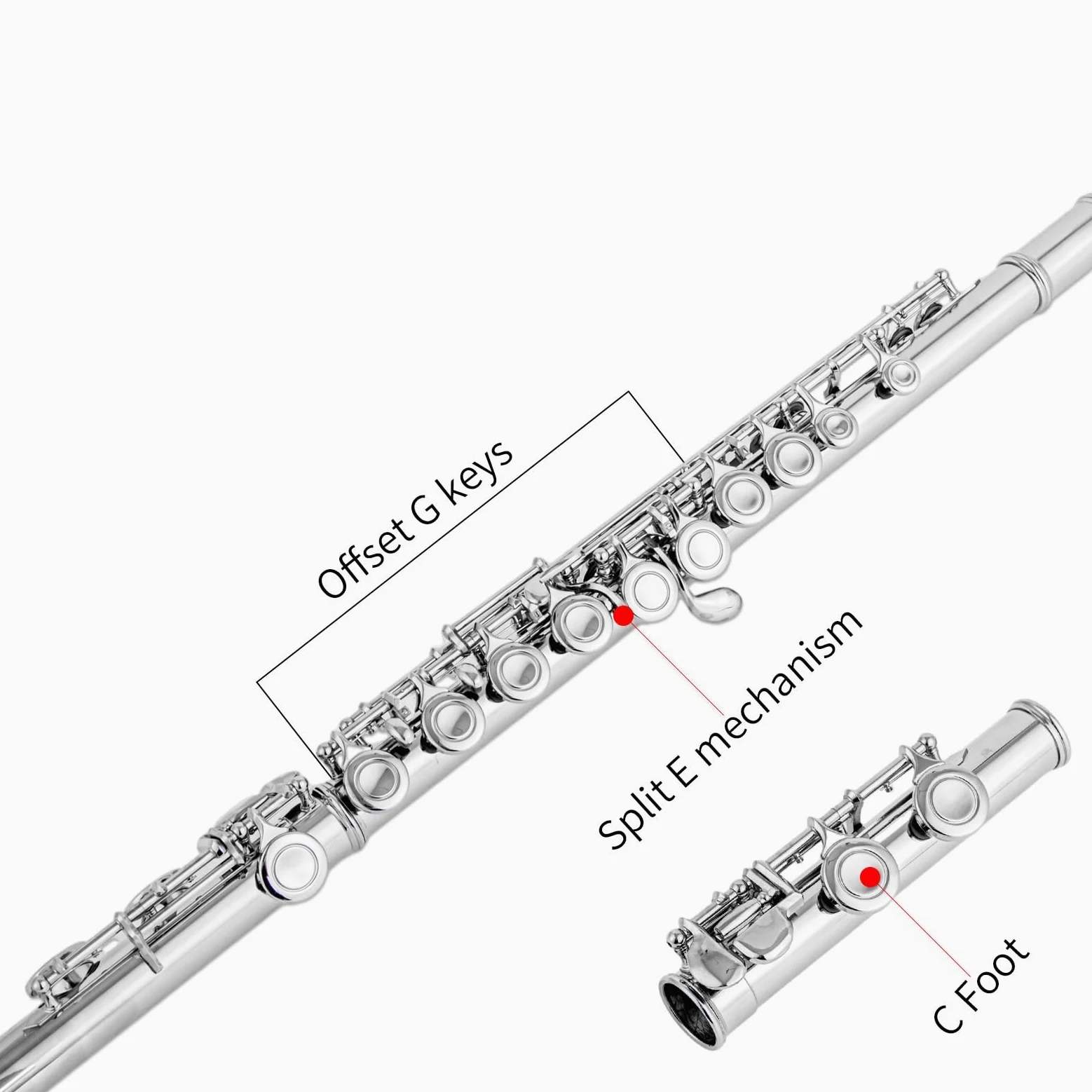 Flauto Traverso Flauto Standard A 16 Fori Chiusi Tono C Placcato In Nichel Chiave E Prestazioni Professionali Durevoli(Rose Red)