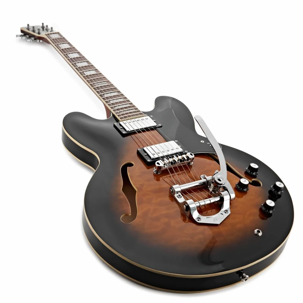 Hartwood Chitarra semiacustica Revival Legend TR, Sunburst | Toni Profondi e Risonanti dal Corpo in Tiglio, Braccio Tremolo Integrato per Vibrato Sfumato, Semi-Cavo, Sunburst