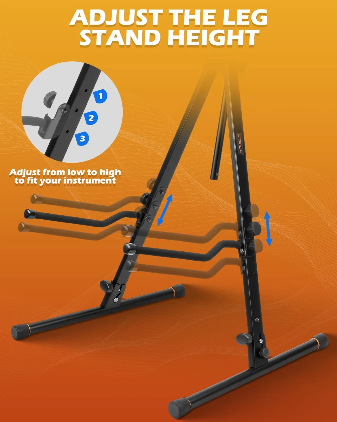 STRICH supporto regolabile per violoncello con gancio per arco, robusto, adatto a contrabbasso, violino basso, fiddle, per studio, chiese, viaggio e performance, modello SCS-10