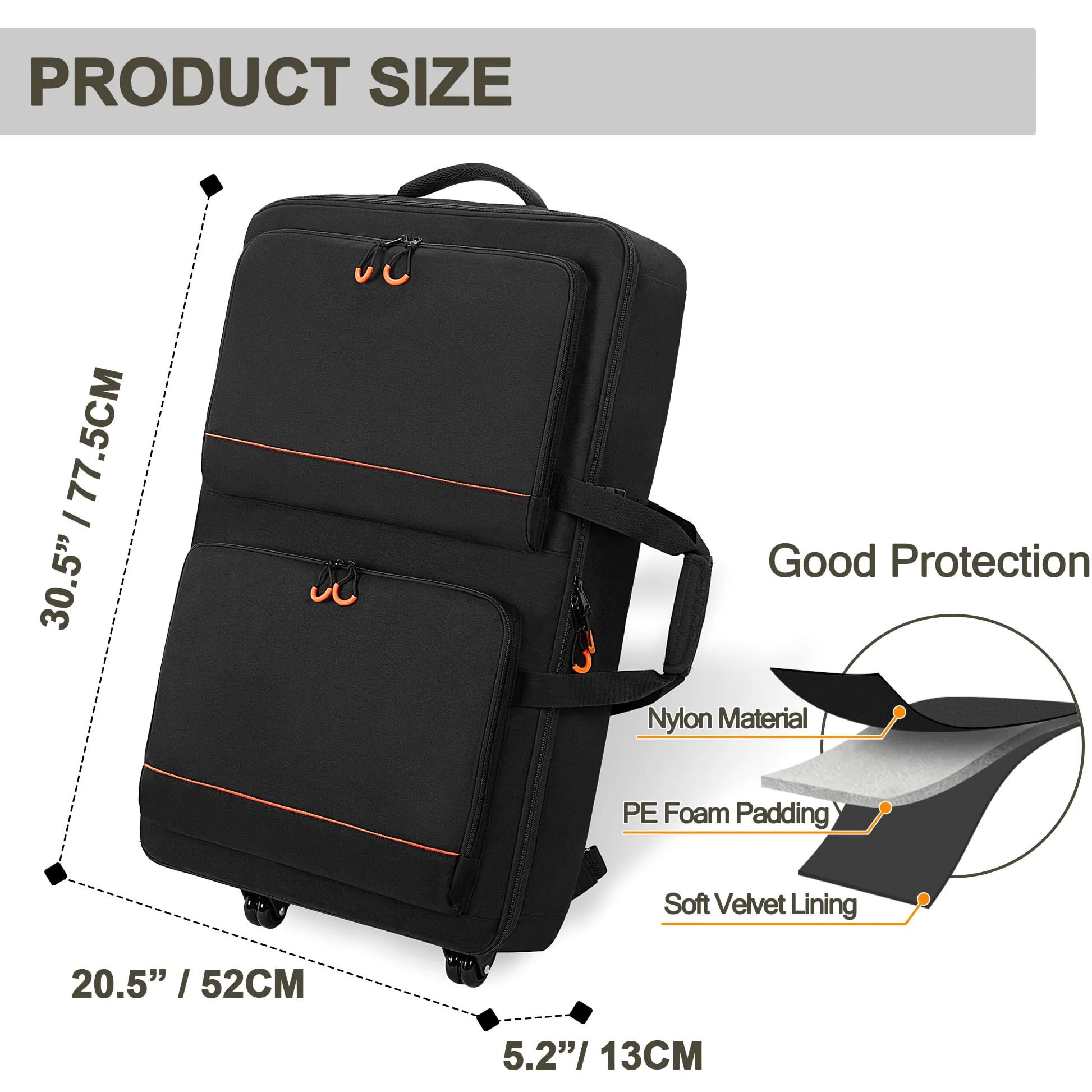 Rexmica Borsa da Trasporto per Controller DJ con Ruote, Compatibile con Pioneer XDJ RX2/ XDJ RX3/ XDJ-RX/DDJ-FLX10/ DDJ REV7/ DDJ 1000SRT, Zaino con Ruote Imbottito con 2 Tasche per DJ Mixer Accessori