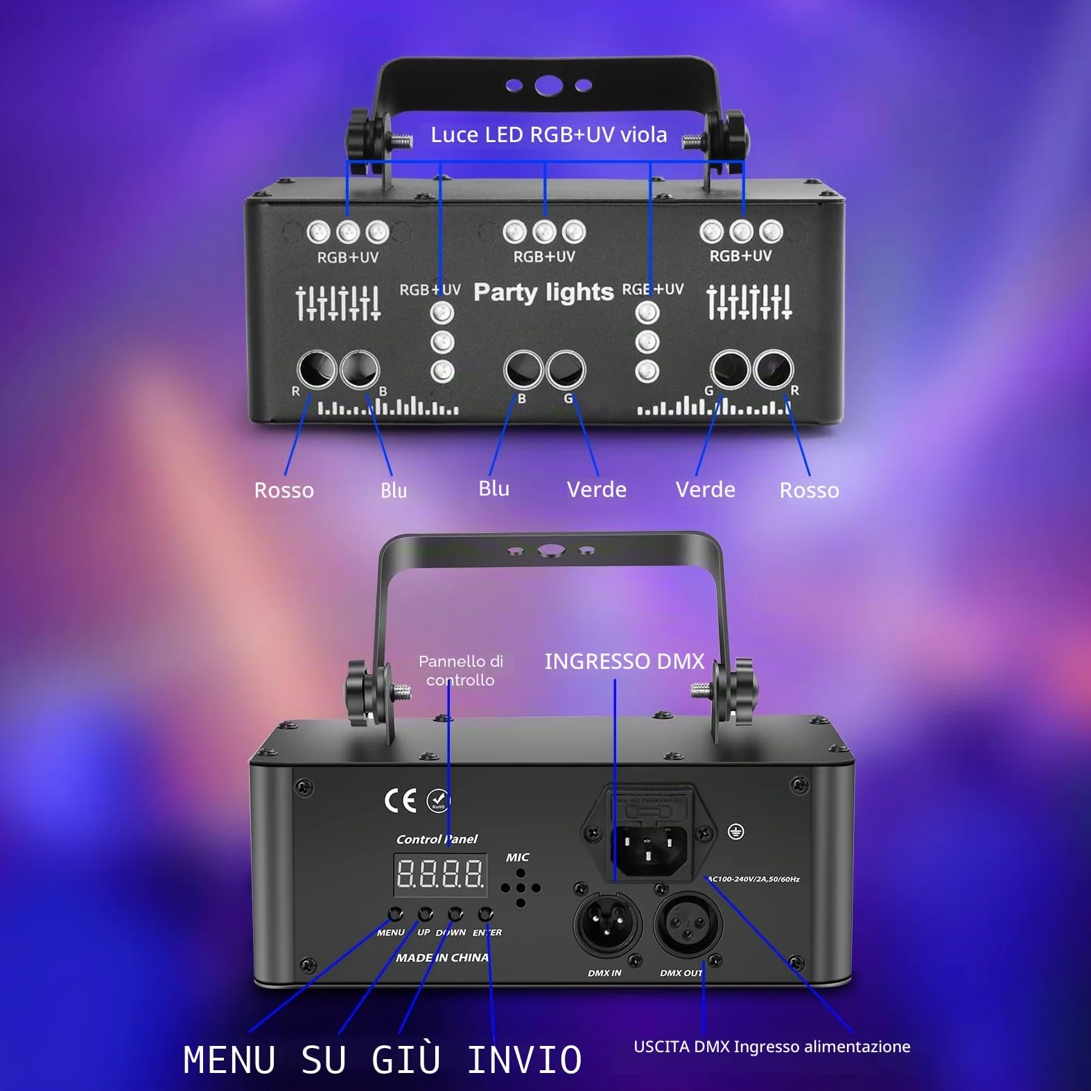 Luce discoteca Luce di Festa, DMX Effetti Luce LED RGB Proiettore DJ Musicale Controllato Luci Discoteca Per KTV Riunione Famiglia Matrimonio Compleanno Halloween
