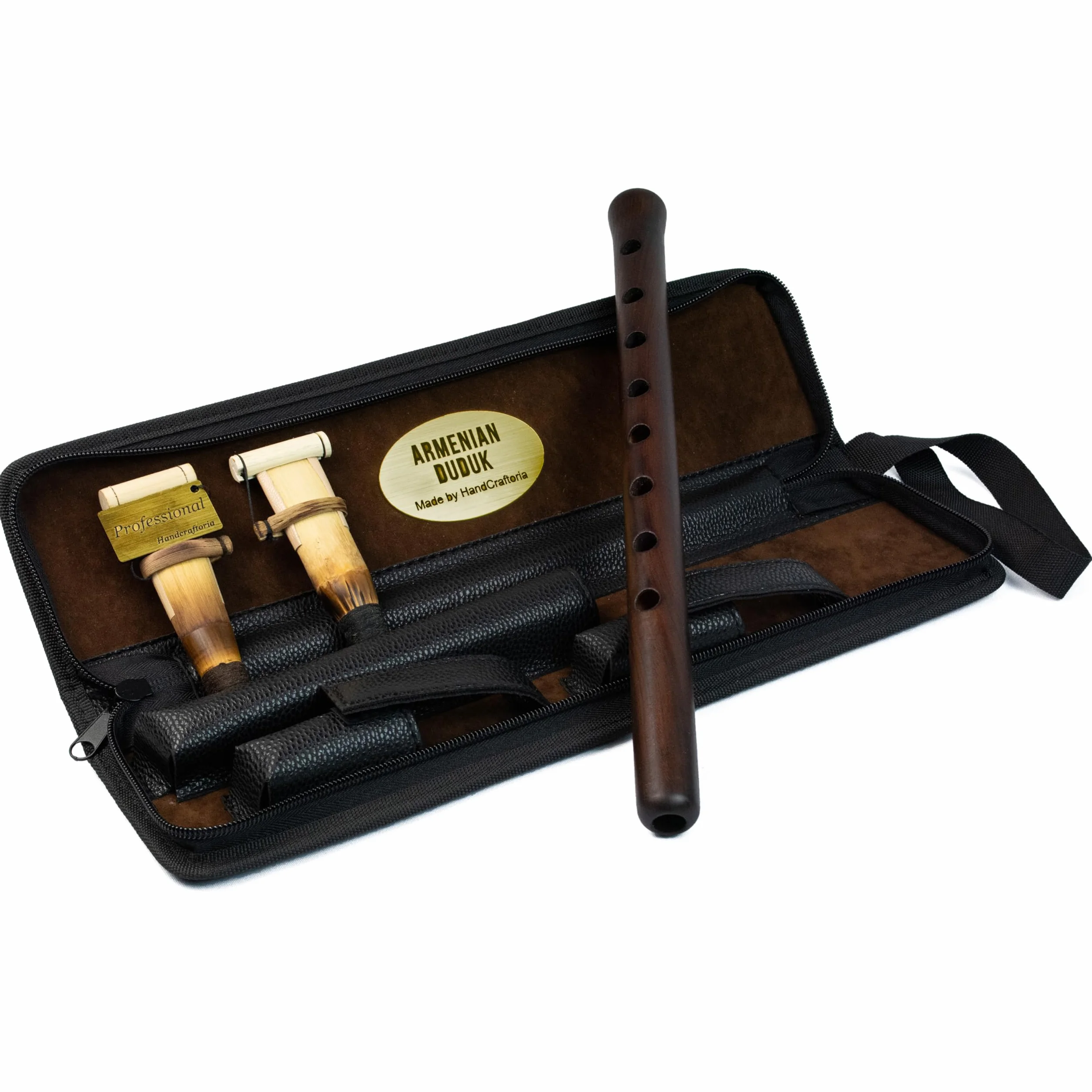 Strumento professionale armeno DUDUK in legno di albicocca, 2 ance (1 prof e 1 standard), custodia in ecopelle, flauto oboe balaban a fiato
