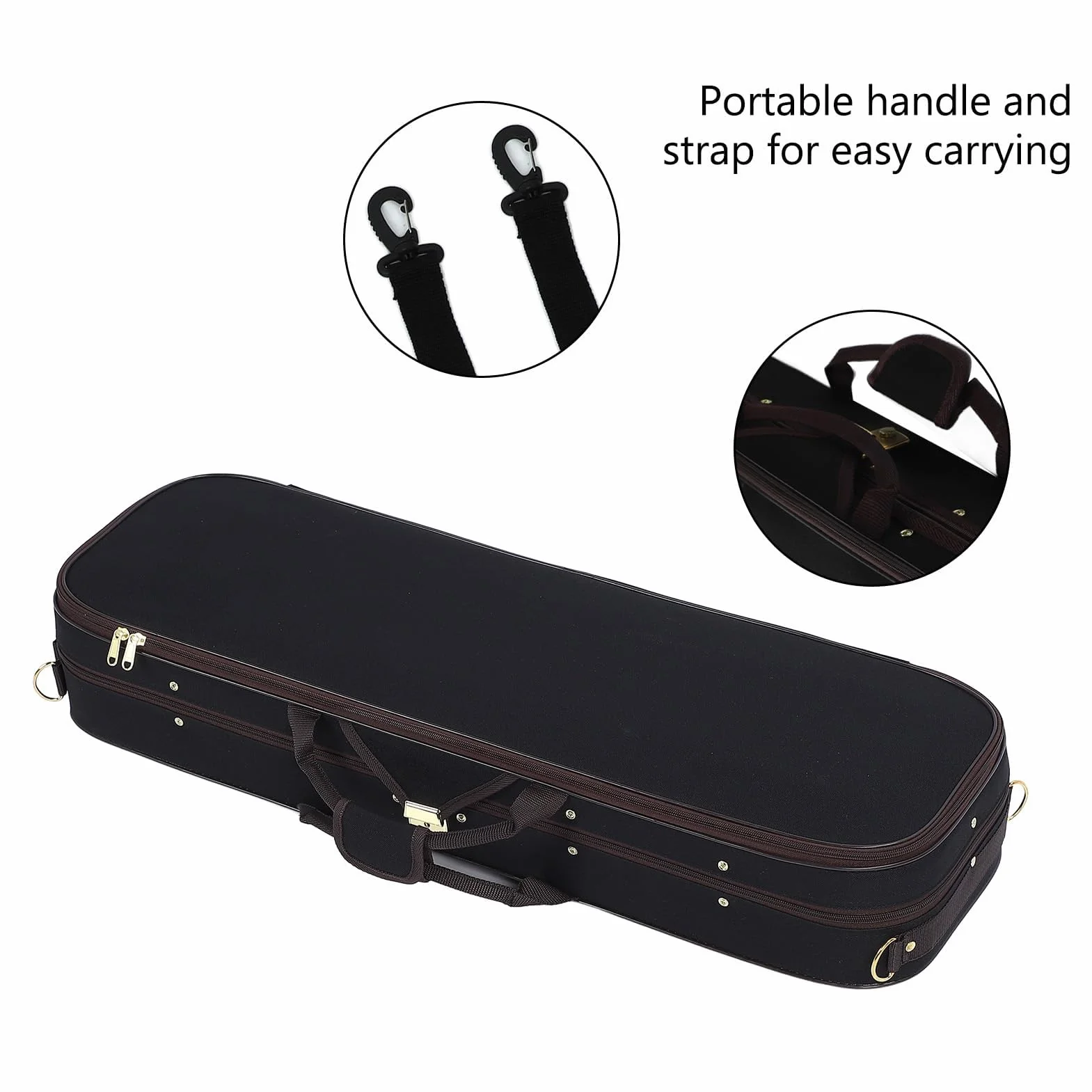 Scatola per Violino di Dimensioni 4/4 con Igrometro Custodia Rigida per Violino Zaino Custodia Protettiva per Strumenti Musicali in Tessuto Oxford