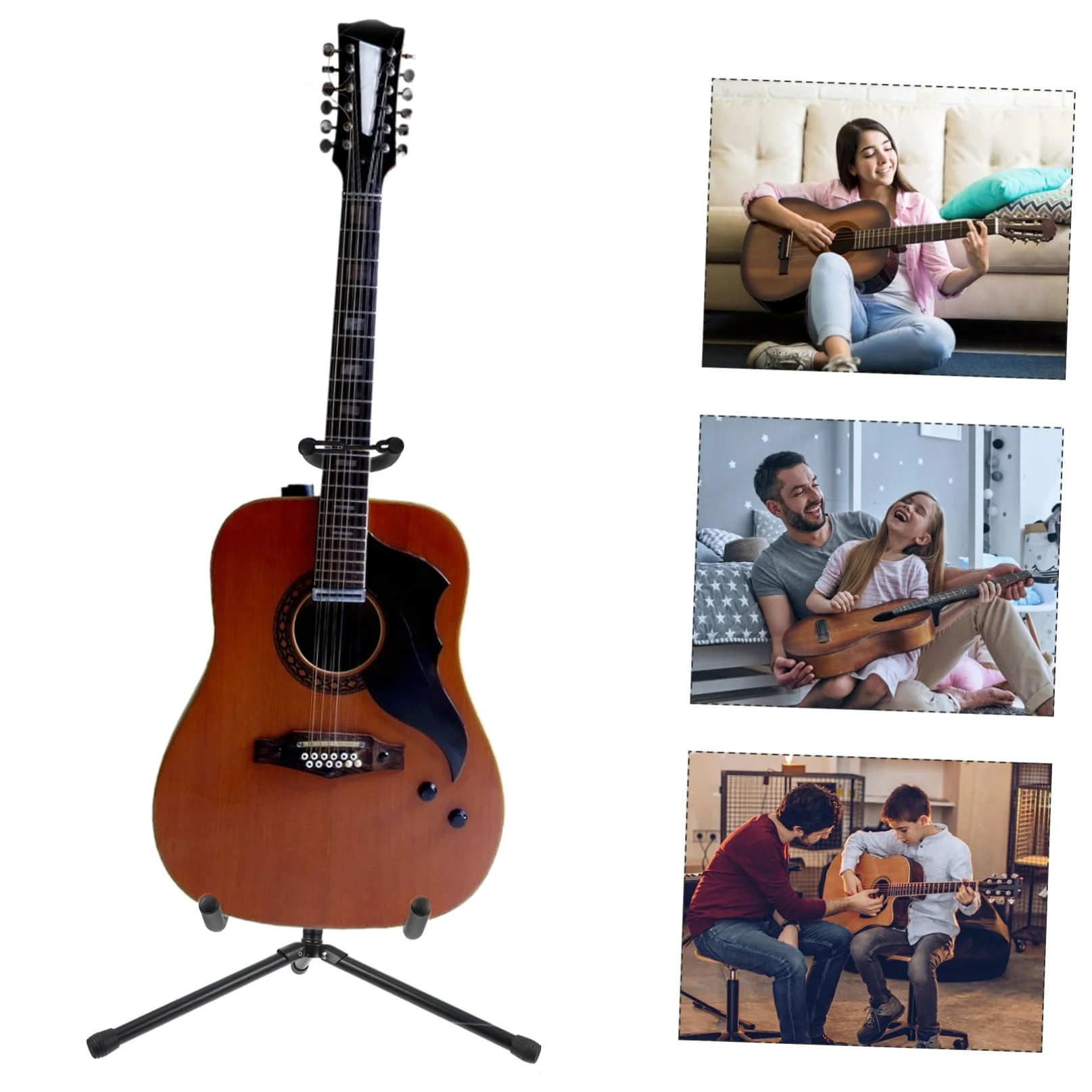 Supporto Pieghevole per Chitarra, Espositore Verticale Stabile e Leggero, in Ferro, Spugna e Abs, per Negozio di Chitarre