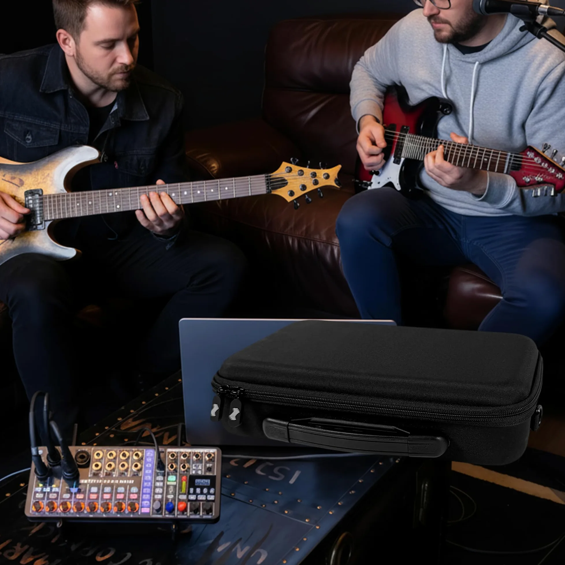 Musiin Custodia per mixer audio compatibile con Zoom Live Trak L6 MAX, interni personalizzati, design a doppia cerniera, tasca superiore in rete, maniglia e tracolla, per studio, viaggi e spettacoli