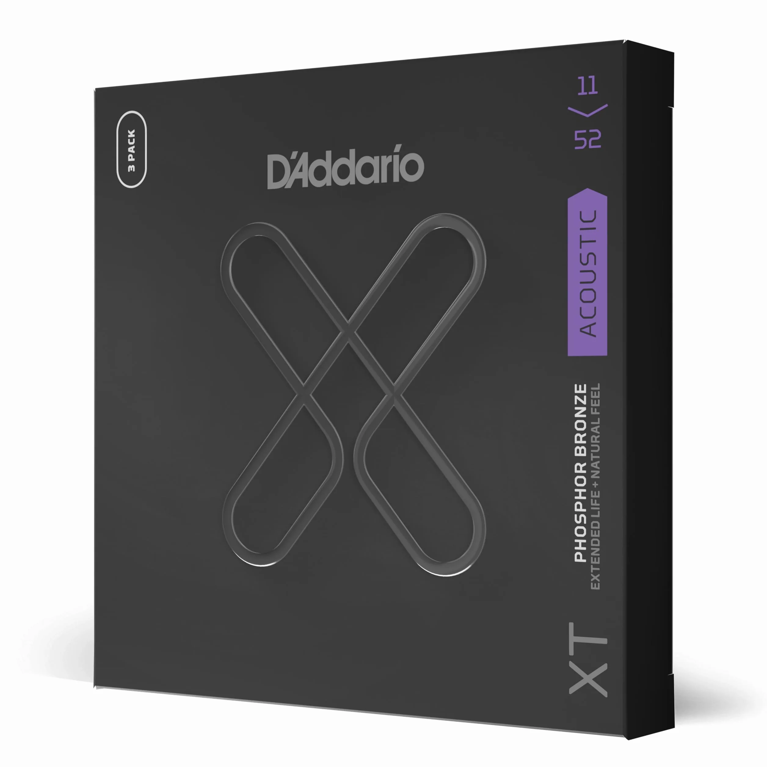 D'Addario XT Phosphor Bronze Corde per Chitarra Acustica 11-52, 3 Set