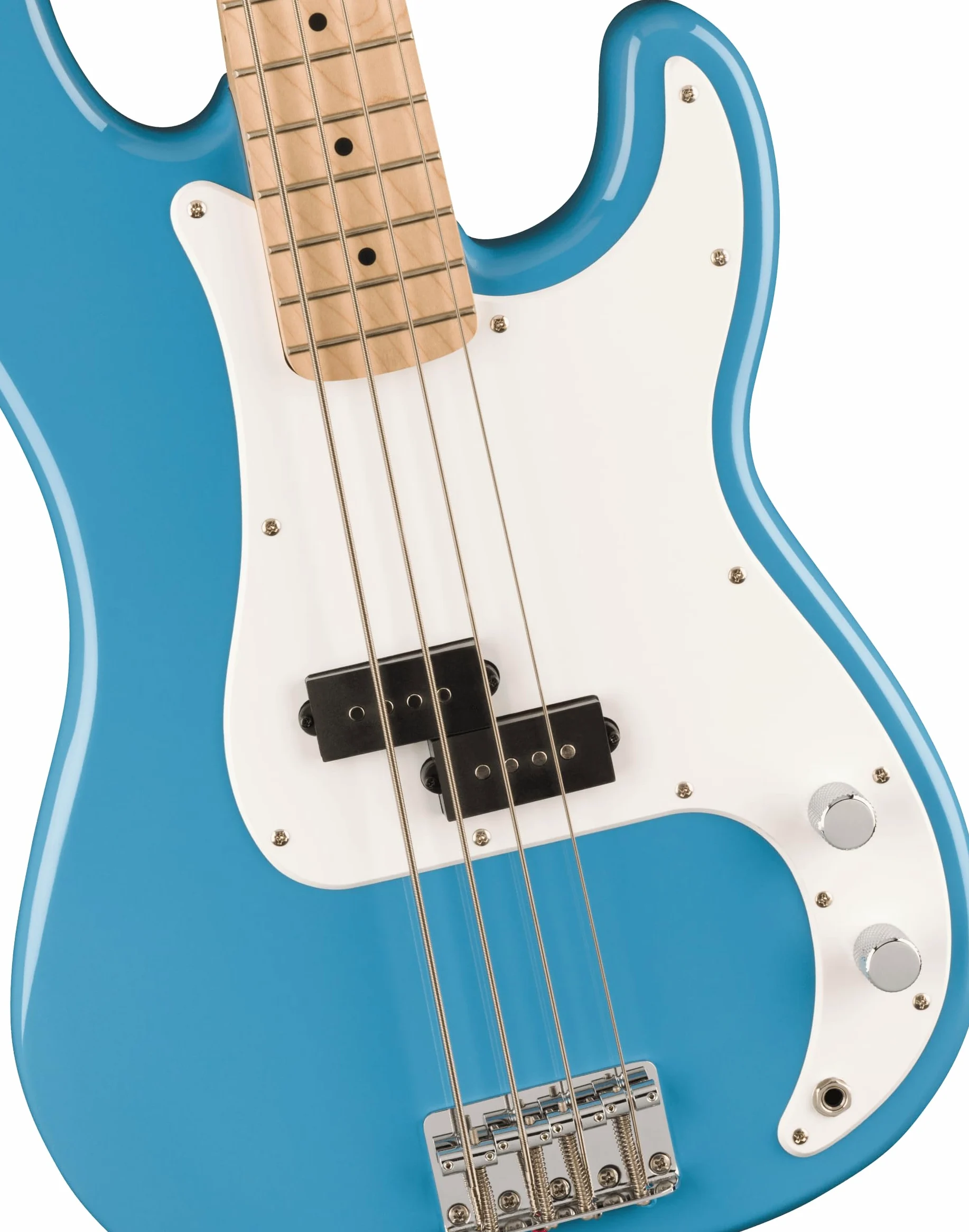 Squier P-Bass MN California Blue - 4-String Electric Bass | Basso elettrico per principianti, 4 corde, qualità Fender conveniente, finitura blu californiana, tastiera in acero