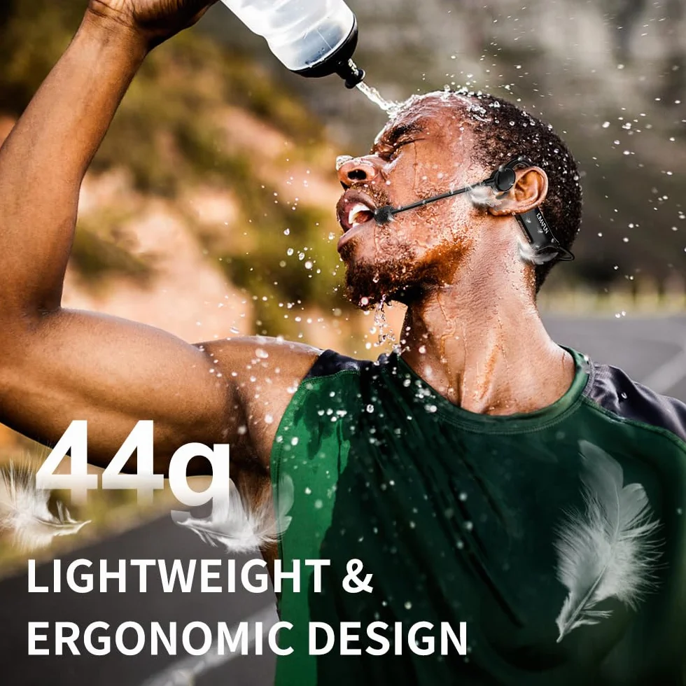 KIMAFUN 2.4G Wireless Microfono Archetto Fitness, Microfono Senza Fili IP67 Impermeabile Resistente al Sudore per Aerobica in Acqua, Allenatore di Nuoto, Fitness, Yoga, Pilates, GWP91(1TX1RX)