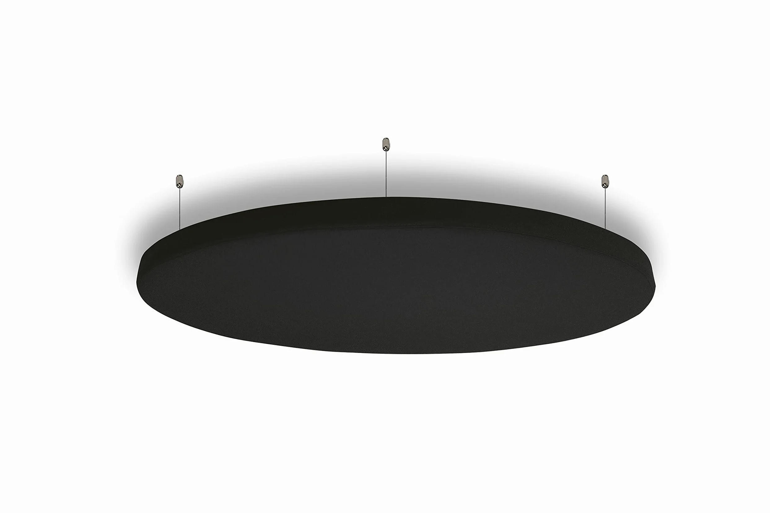 R ROSTAGNO Pannelli fonoassorbenti circolari diametro 90 cm. spessore 5 cm ignifughi, rifinito in TESSUTO - Posizionamento a sospensione a soffitto con eleganti cavetti di acciaio (NERO)