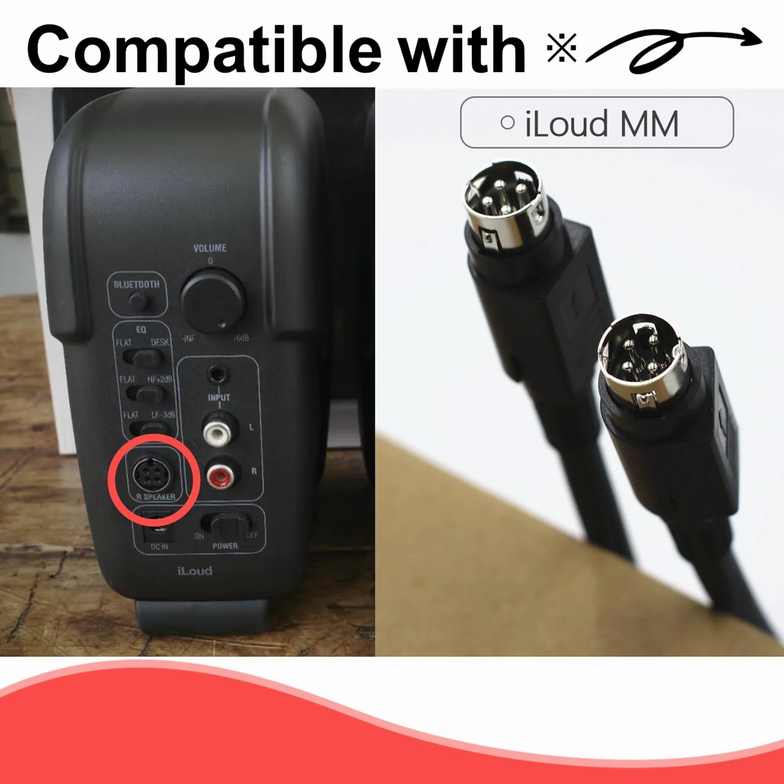 iK iLoud - Cavo di collegamento per altoparlanti master-slave micro monitor, maschio a 4 pin, cavo audio in rame puro ad alta flessibilità, trasmissione del suono senza perdite per monitor da studio