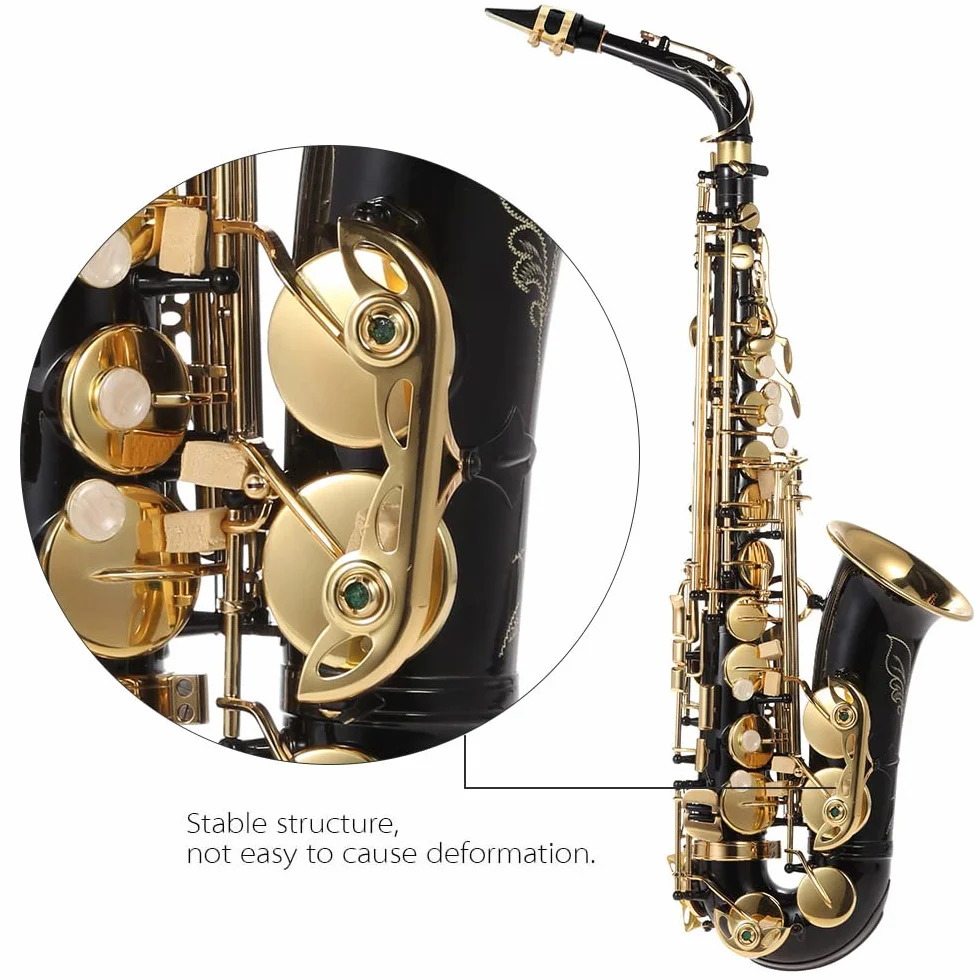Sax d39,Mib sassofono contralto ottone laccato oro mi piatto sax 82Z tipo chiave strumento a fiato con spazzola per la pulizia guanti di stoffa cinturino custodia imbottita