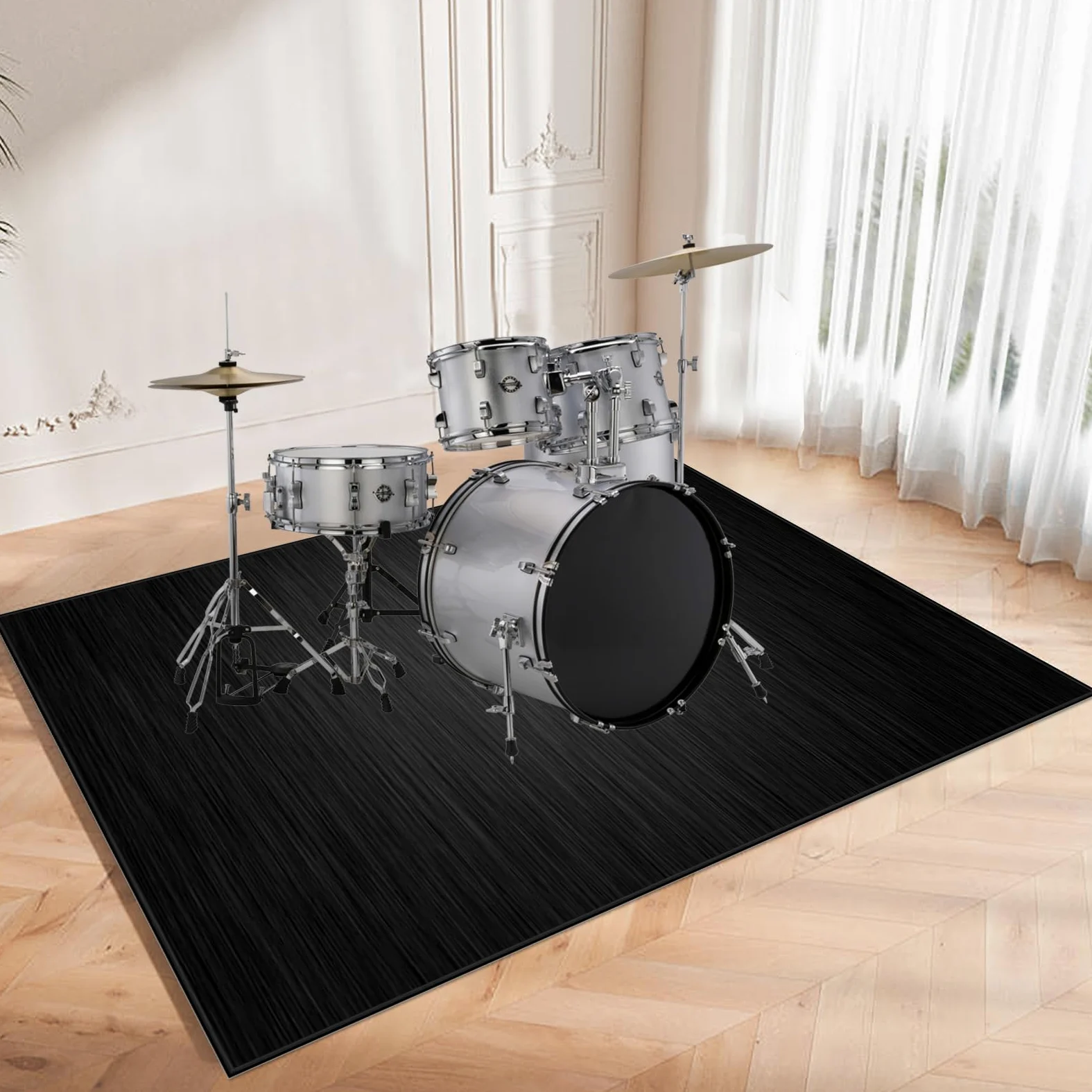 Tappetino per Batteria e Percussioni Tappeto a Tamburo Insonorizzato Tappeto per Batteria 160 x 140 cm Tappeti Rettangolari Antiscivolo per Batteria Elettroniche Rullante Acustica Grancassa
