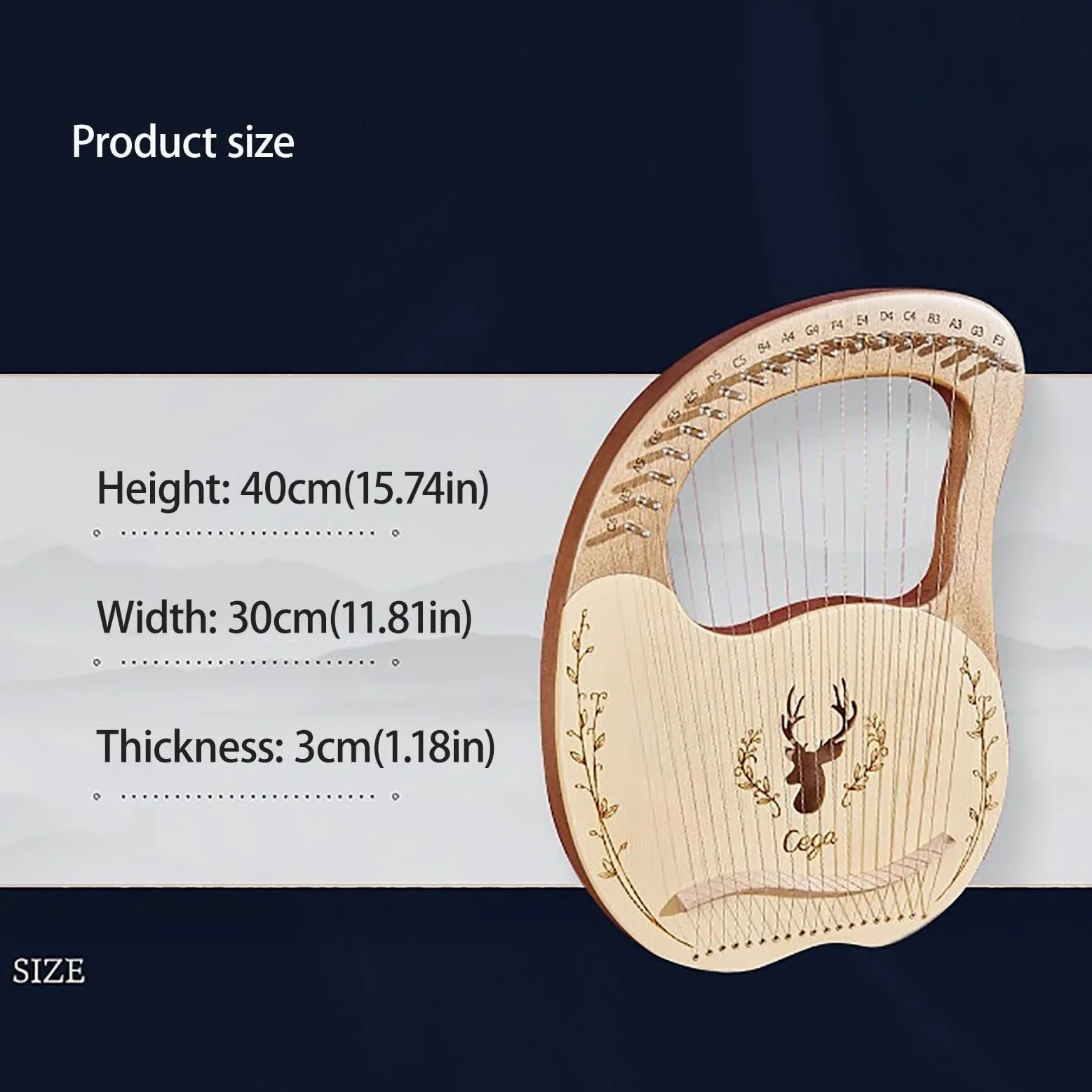Lyre Harp 19,21,24,32 Corde In Metallo Strumento Musicale Principiante Portatile Arpa Lira Con Custodia, Chiave Di Accordatura, Corde Estratte, E Plettro(19-String Boxed - Coffee)