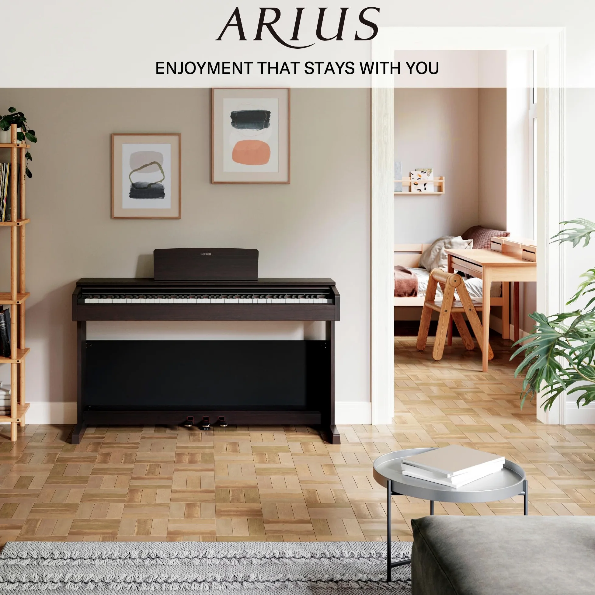 Yamaha ARIUS YDP-145 Digital Piano - Pianoforte Digitale da Casa per Dilettanti, Design Classico ed Elegante, Suonabilità Autentica del Pianoforte Acustico, Palissandro