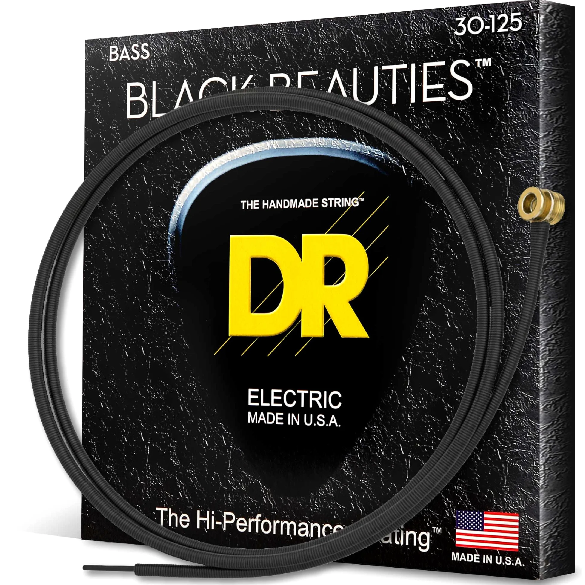 DR Strings BKB630 30-125 Medium 6-String Set Handmade Black Beauties corde per basso rivestite