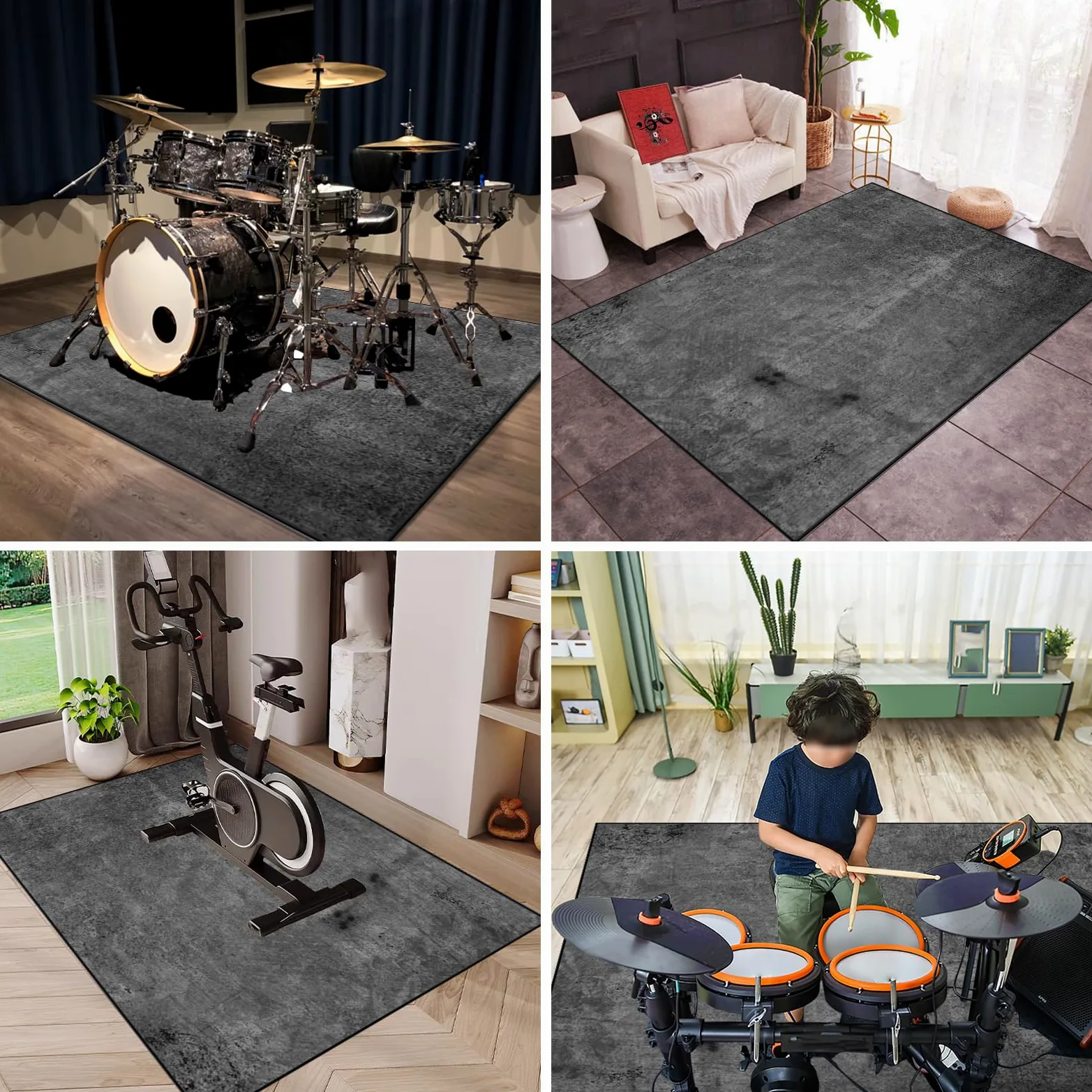 Tappeto Batteria Antiscivolo, Tappeto Insonorizzato per Batterie Elettroniche, Tappeti Rettangolari per Batterie Elettroniche Rullante Acustica Snare Drum Strumenti Musicali 300 x 200 cm