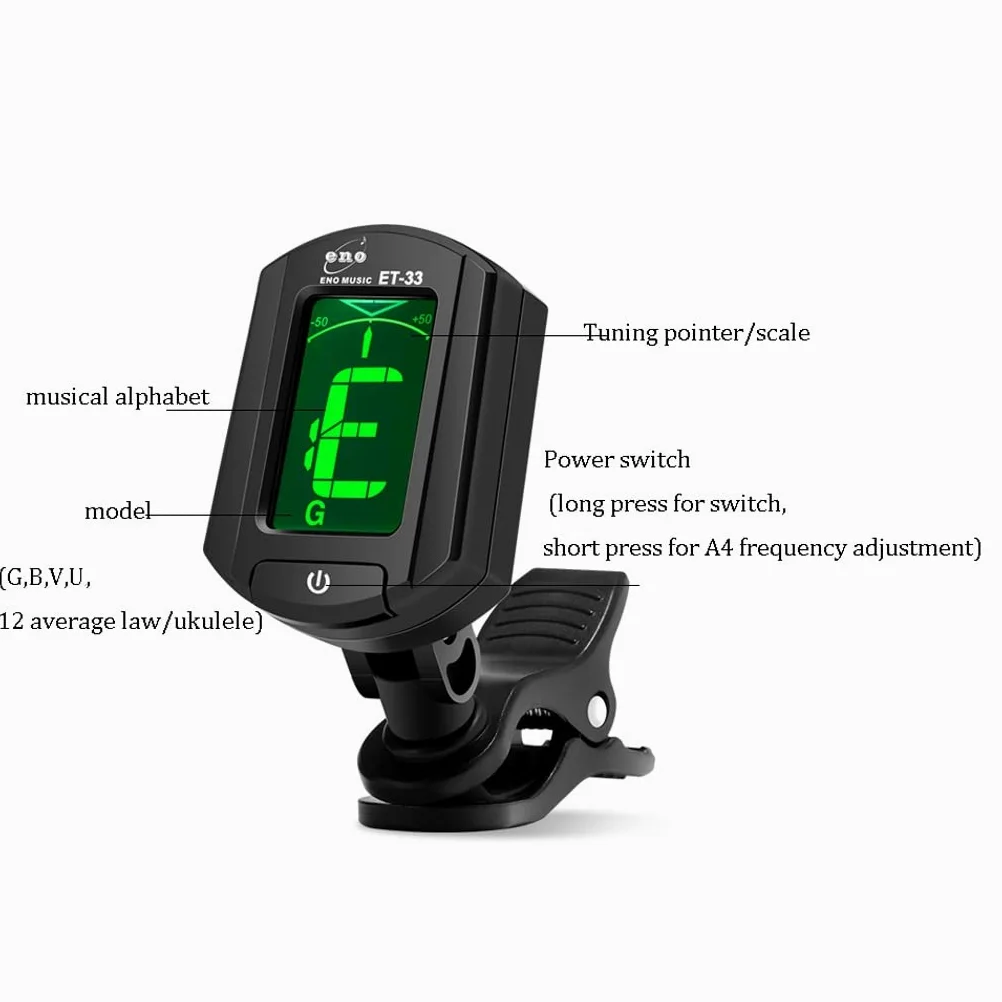 JJJ Tuner for Chitarra Portatile Tuner di Alta qualità Ukulele Violin Tuner elettronico Automatico Durevole (Color : Black)