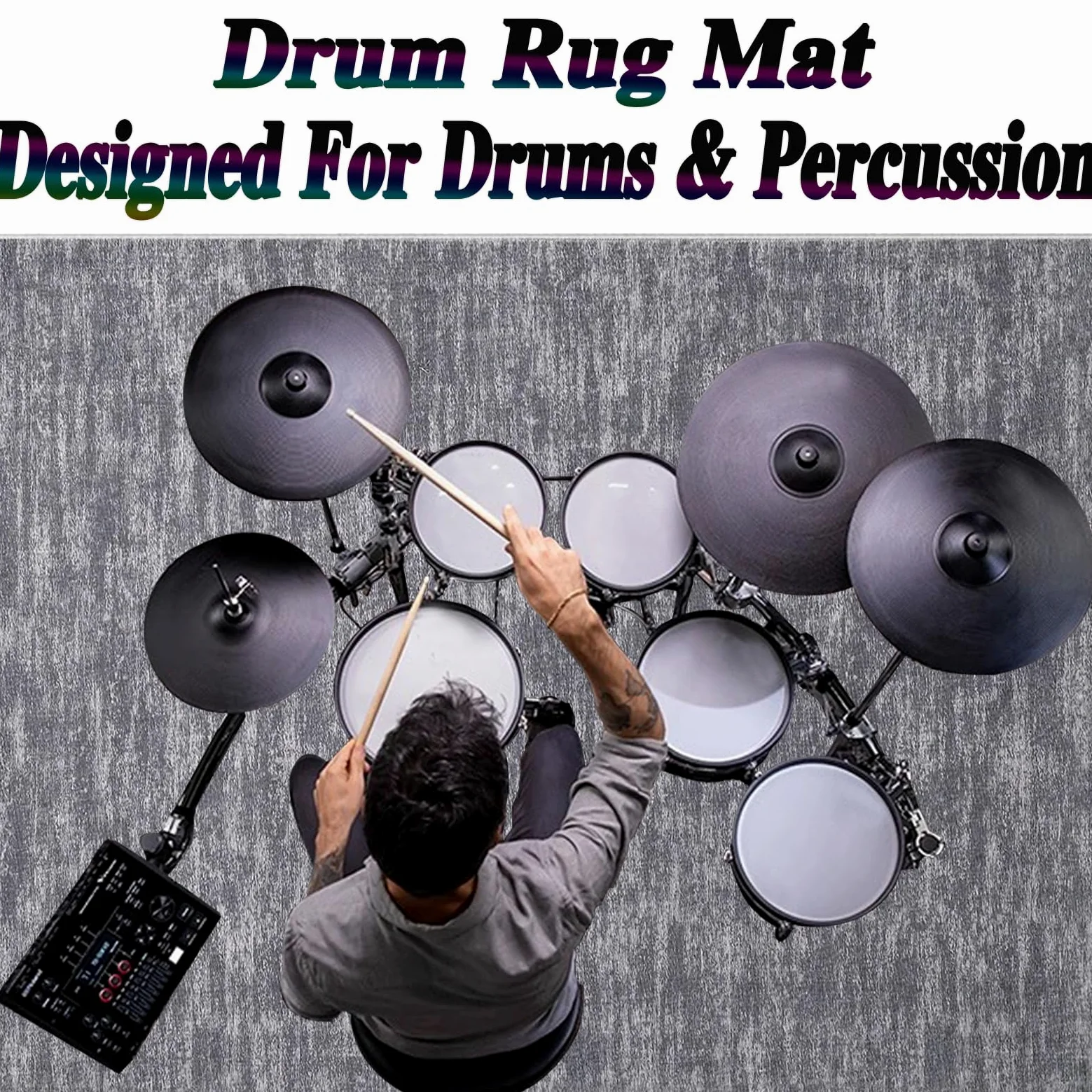 Tappeto Batteria Elettroniche Drum Tappeto Tappetino per Batterie Rullante Acustica Snare Drum Strumenti Musicali Tappeto Fonoassorbente for Pianoforte Tappeti Antiscivolo per Batteria 150 x 120 cm