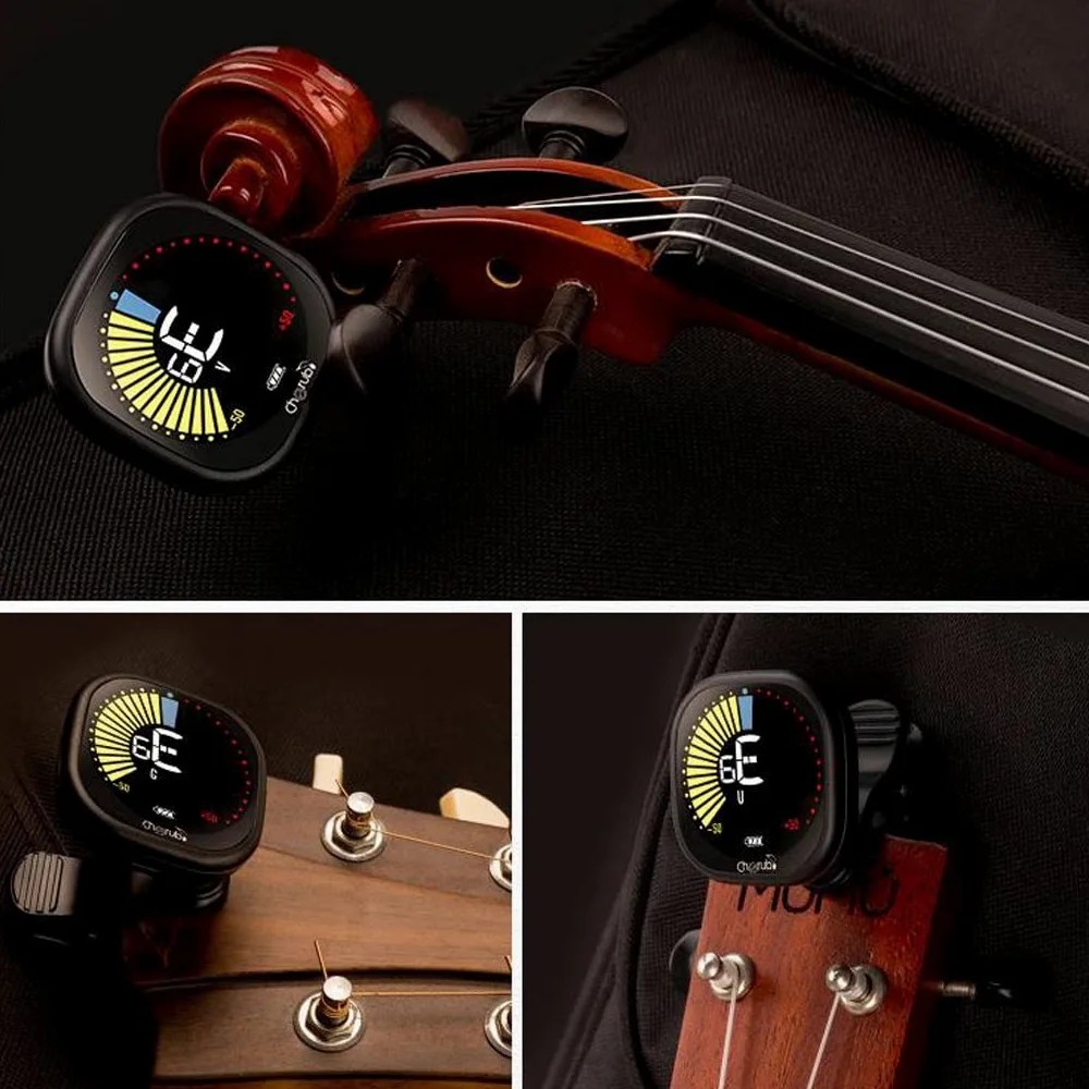 JJJ Acustic Guitar Electronic Tuner Ricaricabile Ukulele Violin Clip Tuner (Color : Black)