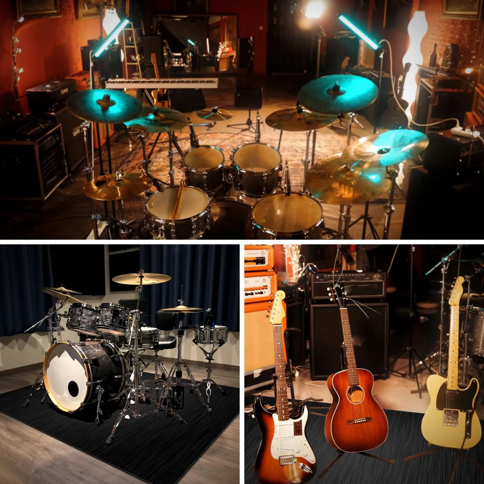Tappetino per Batteria e Percussioni Tappeto a Tamburo Insonorizzato Tappeto per Batteria 160 x 140 cm Tappeti Rettangolari Antiscivolo per Batteria Elettroniche Rullante Acustica Grancassa