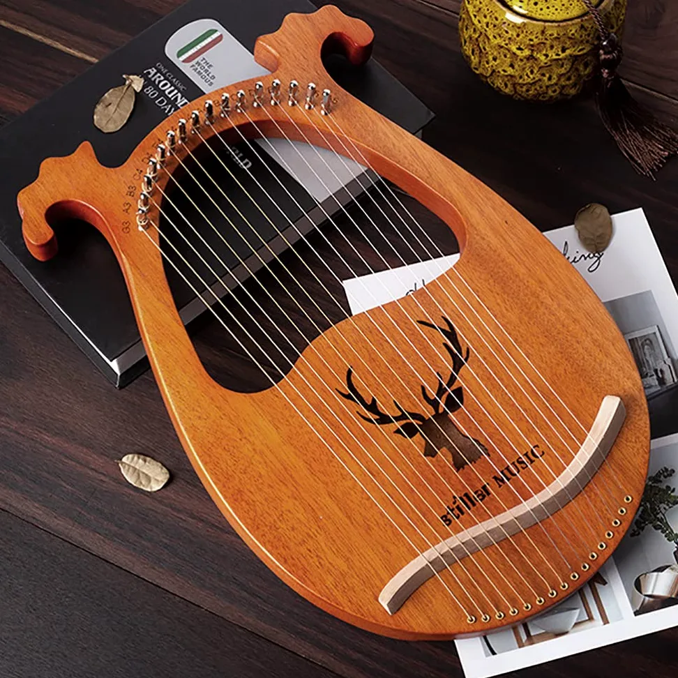 16 stringhe Lyre Harp, strumenti musicali arpa Mahogany Body con chiave a accordo, lobi, plettri (alce - giallo)