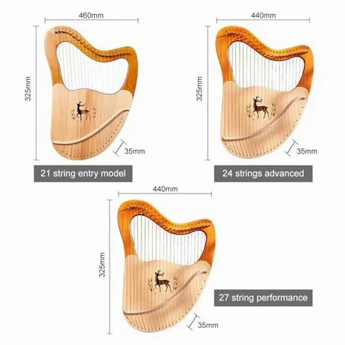 Lira a 32 corde con leva di accordatura, strumento portatile in legno, include corde di ricambio e note di tono, regalo musicale ideale per principianti