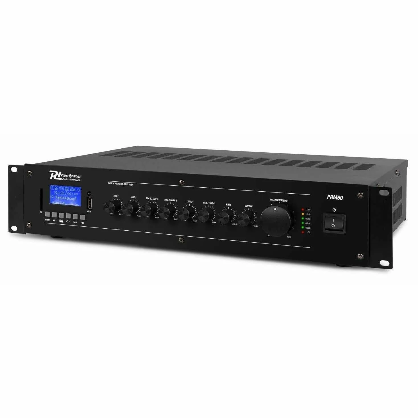 Amplificatore 60W mono zona da 100V 8Ohm con BT, SD, USB mod. PRM60