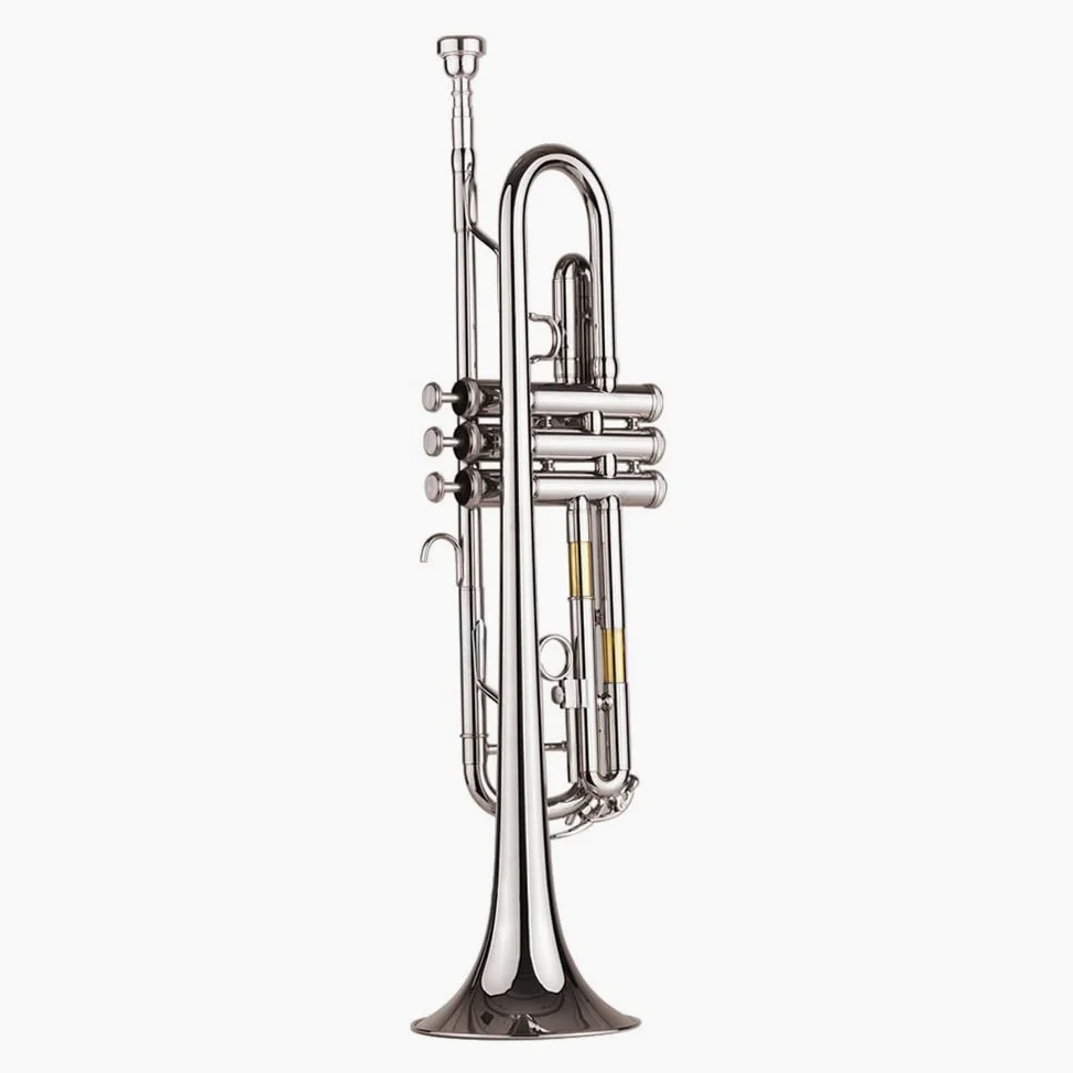 Tromba in Sib Standard Sib Tromba Materiale Ottone Nichel Placcato Strumento a Fiato con Bocchino Borsa per il Trasporto Guanti Panno di Pulizia
