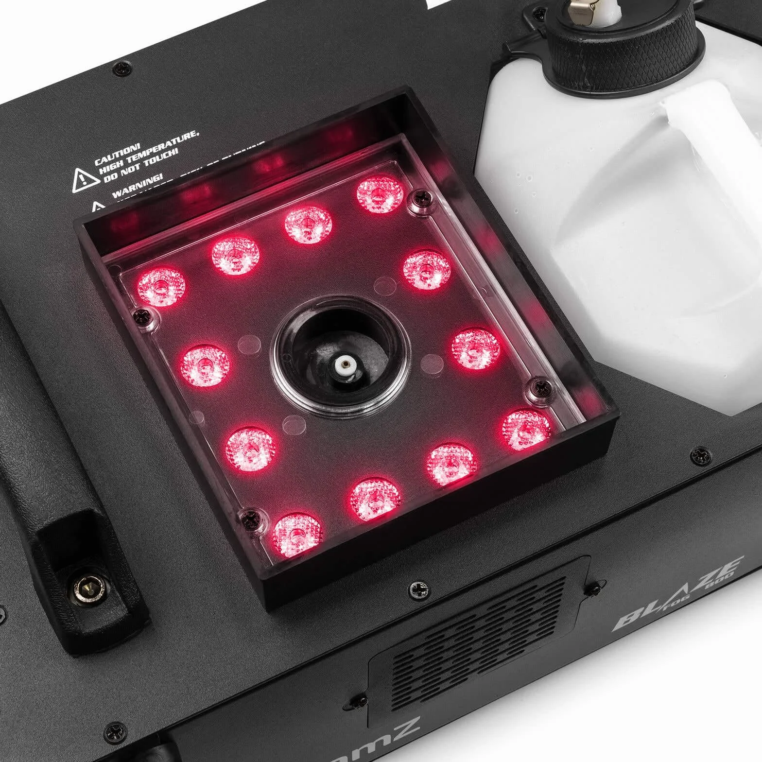 BeamZ BLAZE800 - Macchina per fumo verticale e orizzontale RGBA, 800 Watt, 12 LED da 4 watt, serbatoio 2,8 L con indicatore, modalità DMX o autonoma, ideale per creare un'atmosfera visiva