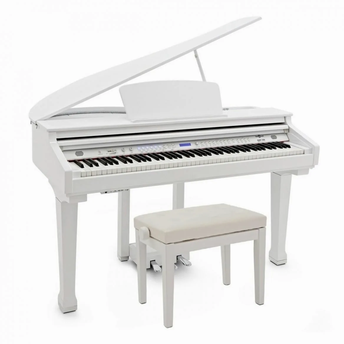 GDP-100 Pianoforte a Coda per Bambini con Pedali e Panca | 88 tasti pesati sensibili al tocco, funzioni split/layer ed effetti, 55 brani di accompagnamento inclusi