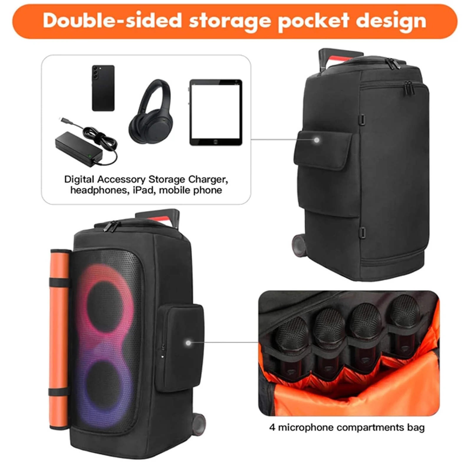 Custodia da viaggio compatibile con altoparlanti portatili JBL PARTYBOX 310/320, altoparlante per feste all'aperto, custodia protettiva con tasche per microfono, caricabatterie, cavo e