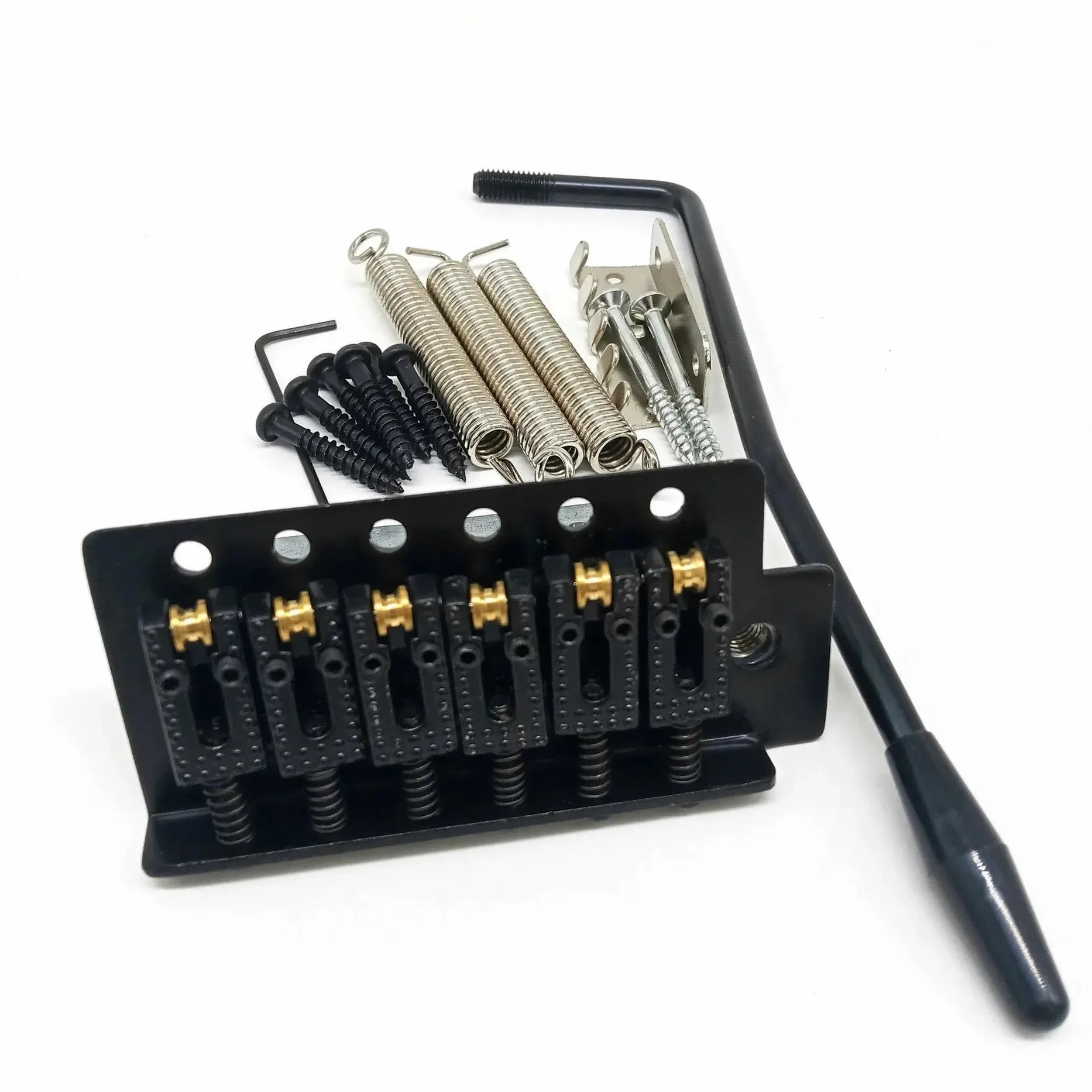 Ponte tremolo a sella piatta a 6 corde per chitarra elettrica FD ST Ricambi e accessori Oro Argento Nero Ponte Chitarra Acustica Generico(Black)
