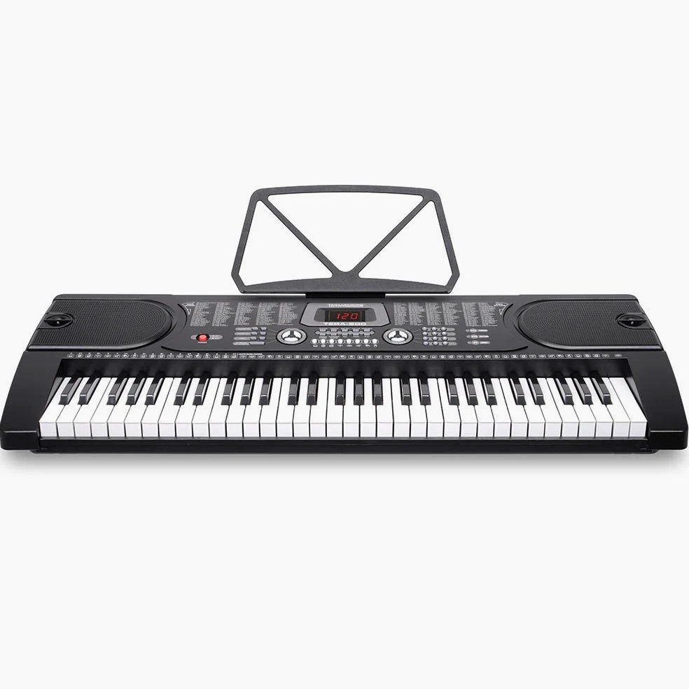 Bakaji Tastiera Musicale Pianola Elettronica 61 Tasti Pianoforte Multifunzione con 255 Ritmi 24 Brani Preimpostati Funzione Percussione Ingresso AUX Leggio Porta Spartito/Tablet e Microfono