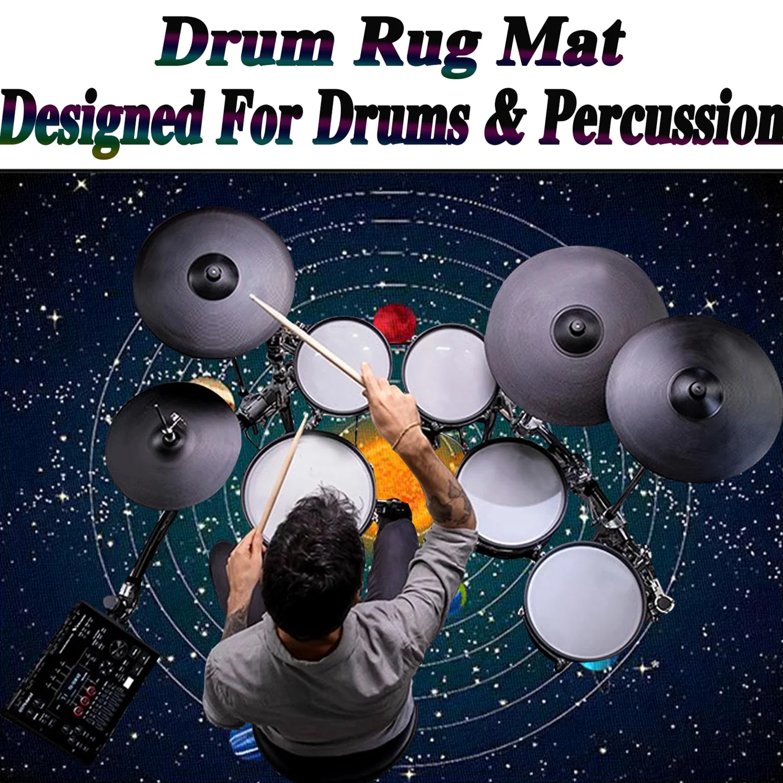 Tappeto per Batteria Tappeto a Tamburo Professionale Tappetino per Batteria Elettronica Strumenti Musicali Coperta Antiscivolo Tappetino Insonorizzato Tappeto Drum Accessori per Batteria 120 x 80 cm